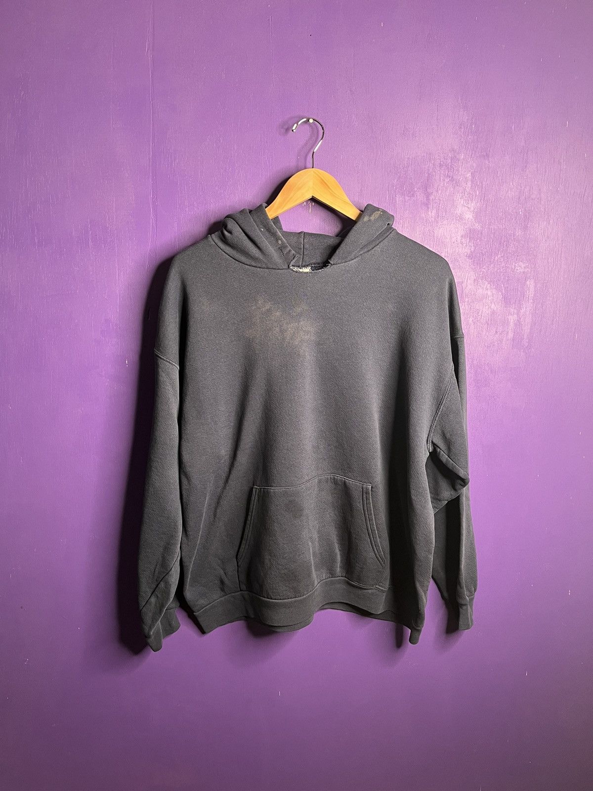 Vintage Vintage 90s Essential faded navy blank hoodie Size US XL / EU 56 / 4 - 1 Thumbnail