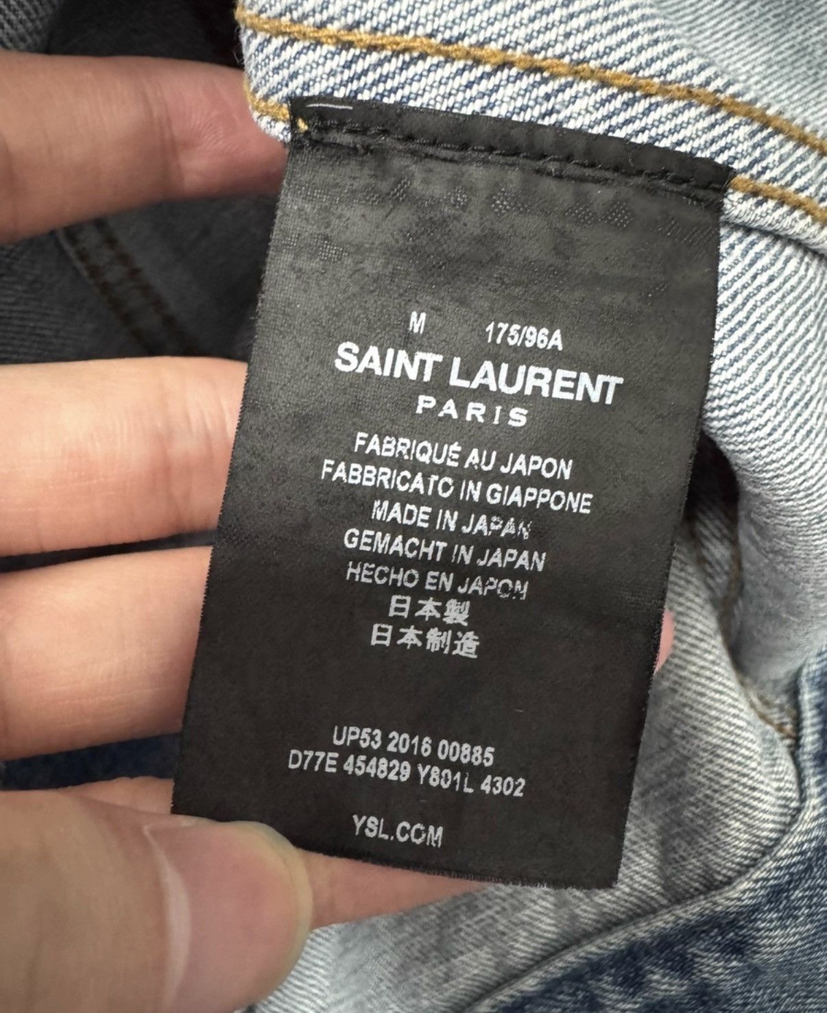 Saint Laurent Paris Saint Laurent 17SS Slogan Ink Splatter Denim Jacket Size US M / EU 48-50 / 2 - 7 Thumbnail