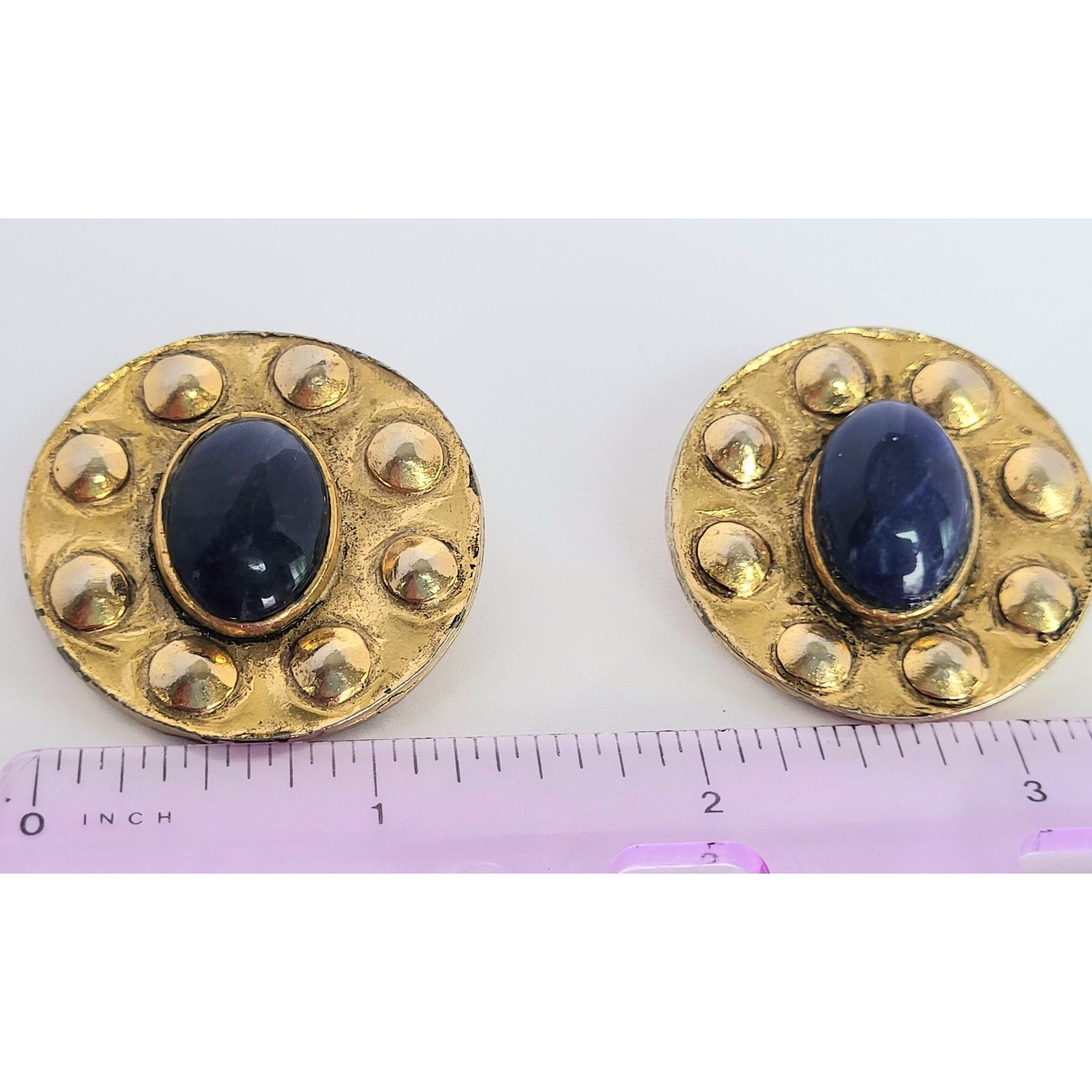 Other Vintage Dauplaise Faux Lapis Earrings Gold Blue Cabochon Size ONE SIZE - 8 Thumbnail