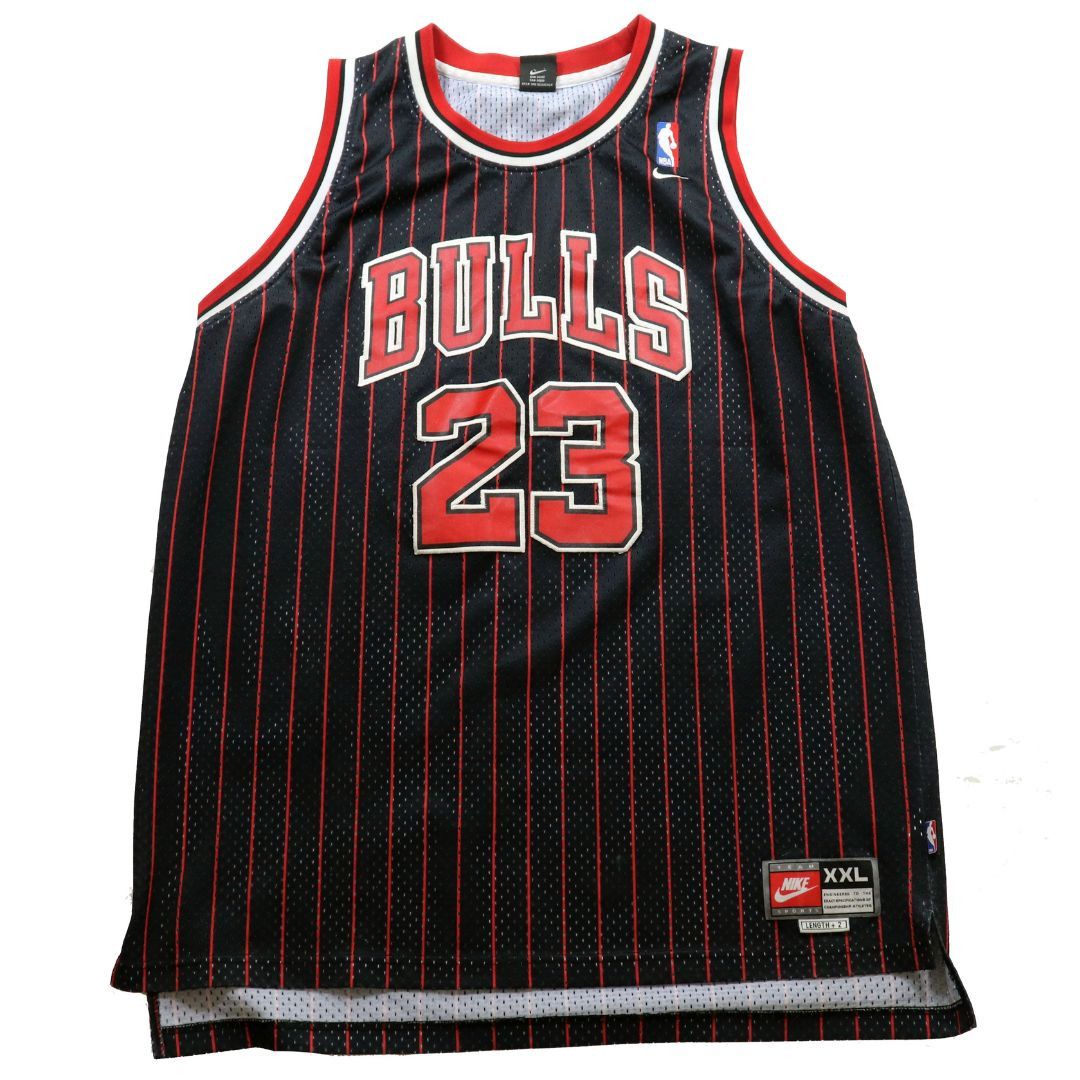 image of Chicago Bulls x NBA Vintage Michael Jordan Stitched Nike Pinstriped Jersey ( ), Men's (Size 2XL)