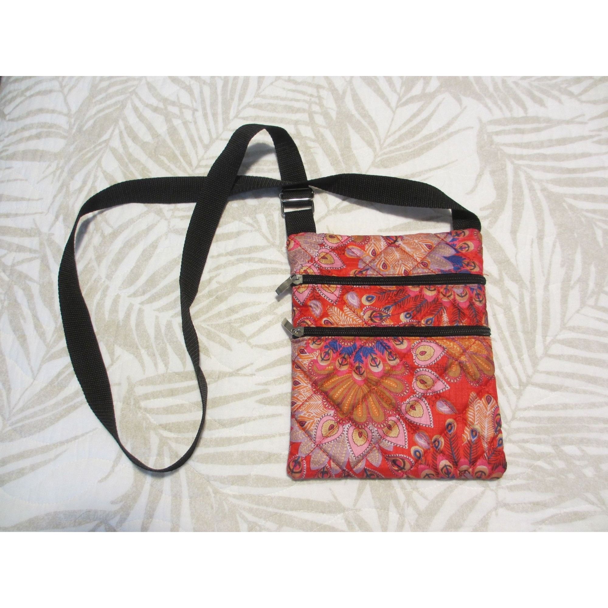 Other Red & Multicolor Crossbody Bag With Peacock Feather Print Size ONE SIZE - 1 Thumbnail