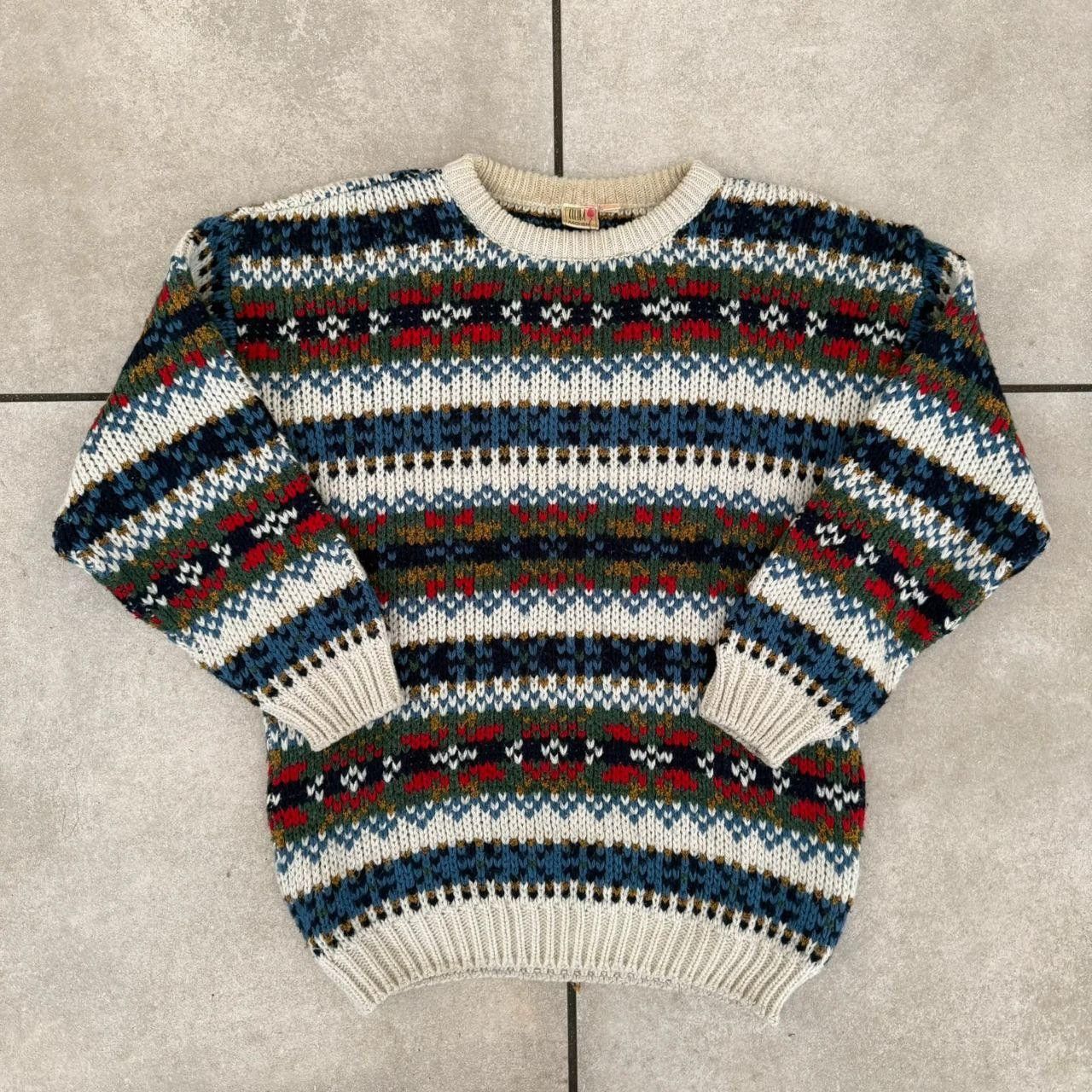 Vintage Vintage 90s Wool Jumper Cable Knit Multi Colour Norway Size US M / EU 48-50 / 2 - 1 Thumbnail
