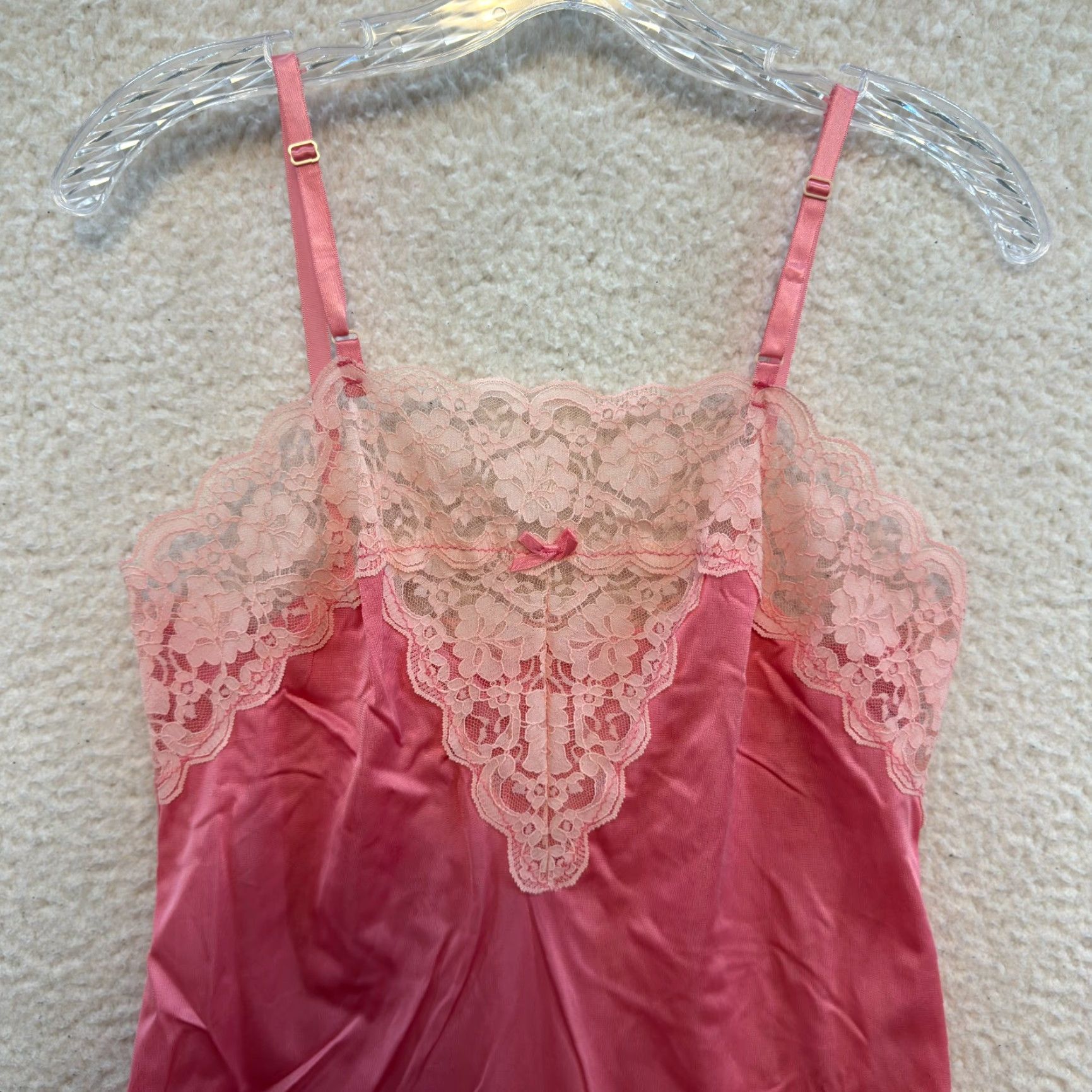 Vintage VINTAGE Slip Dress Pink Lace USA Chemise Negligee Lingerie S Size S / US 4 / IT 40 - 3 Thumbnail
