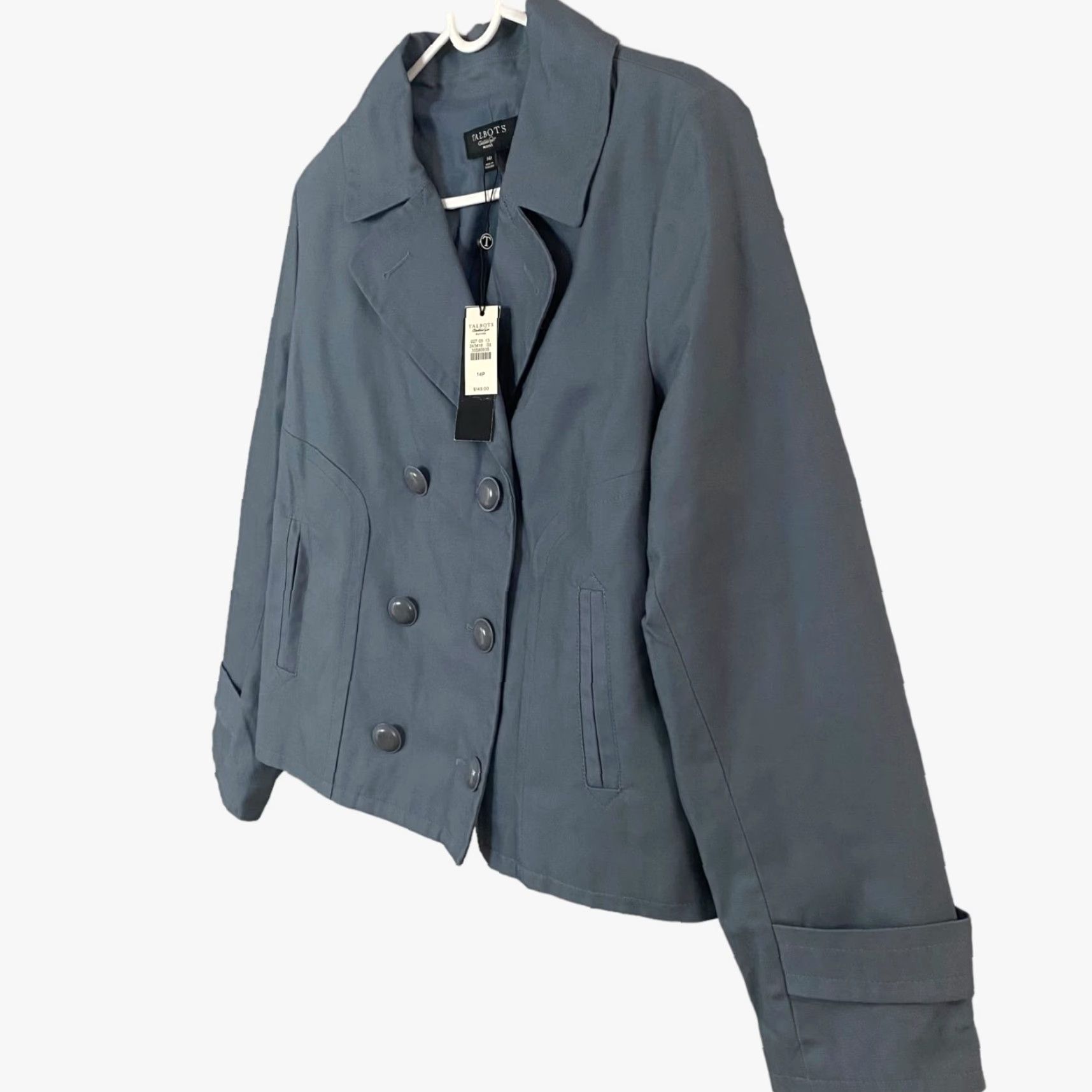 Talbots Talbots Jackie Fit Blazer Women 14P Blue Long Sleeve Petites Cotton Blend Lined Pockets Button-Front Size XL / US 12-14 / IT 48-50 - 2 Thumbnail