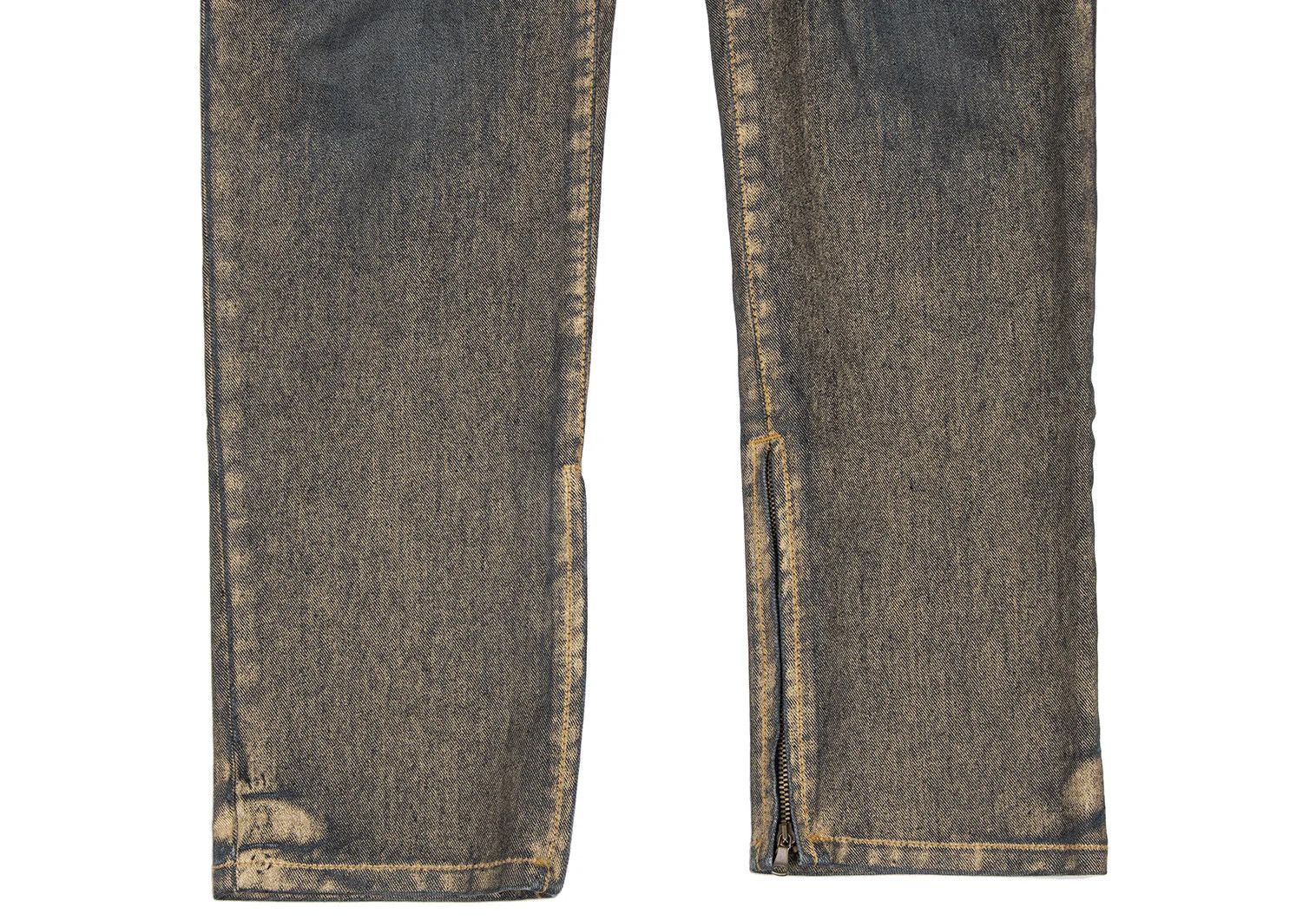 Jean Paul Gaultier Gold Paint Studded Zip Hem Denim in Indigo Gold 30 Size US 30 / EU 46 - 9 Thumbnail