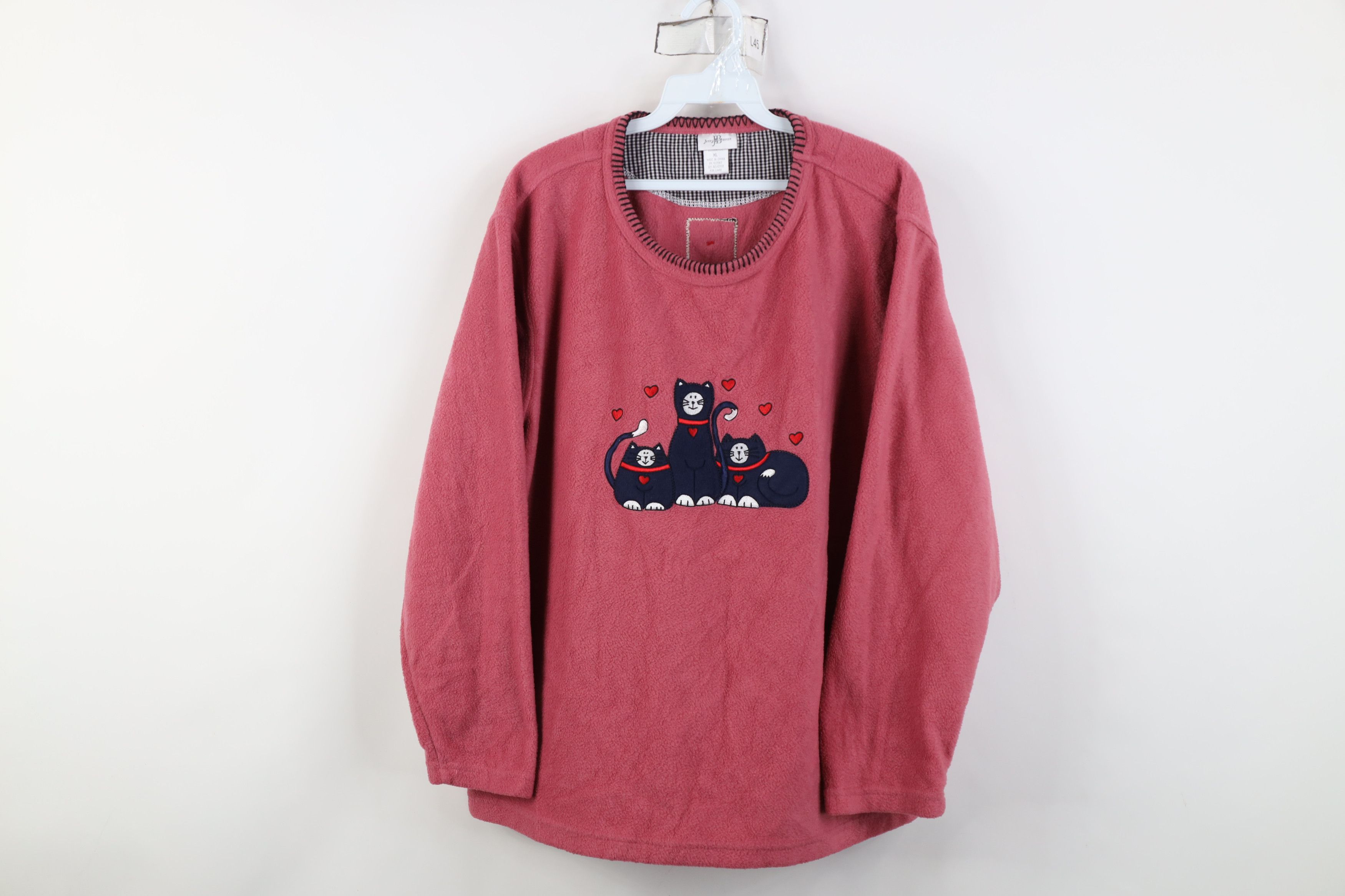 Vintage Vintage 90s Streetwear Kitten Fleece Crewneck Sweater Pink Size XL / US 12-14 / IT 48-50 - 1 Thumbnail
