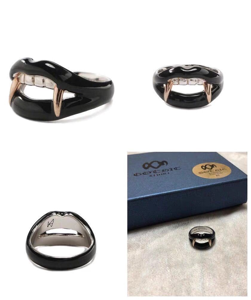 Yohji Yamamoto yohji yamamoto Black Lip & Gold Fang Vampire Silver Ring K11 Size ONE SIZE - 7 Thumbnail