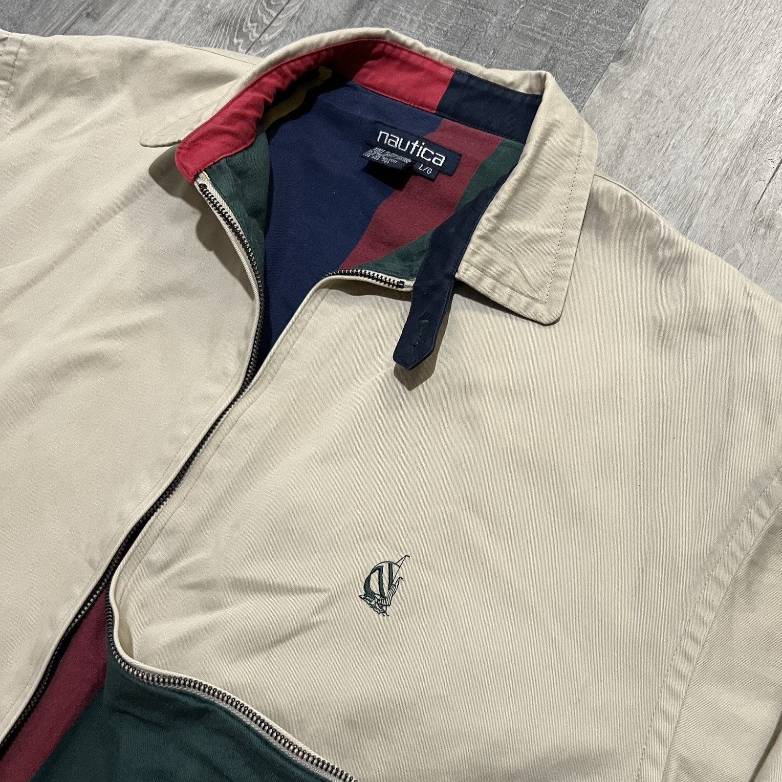Nautica VTG Nautica Bi Swing Bomber Jacket 90s Beige Multicolor Size US L / EU 52-54 / 3 - 5 Thumbnail
