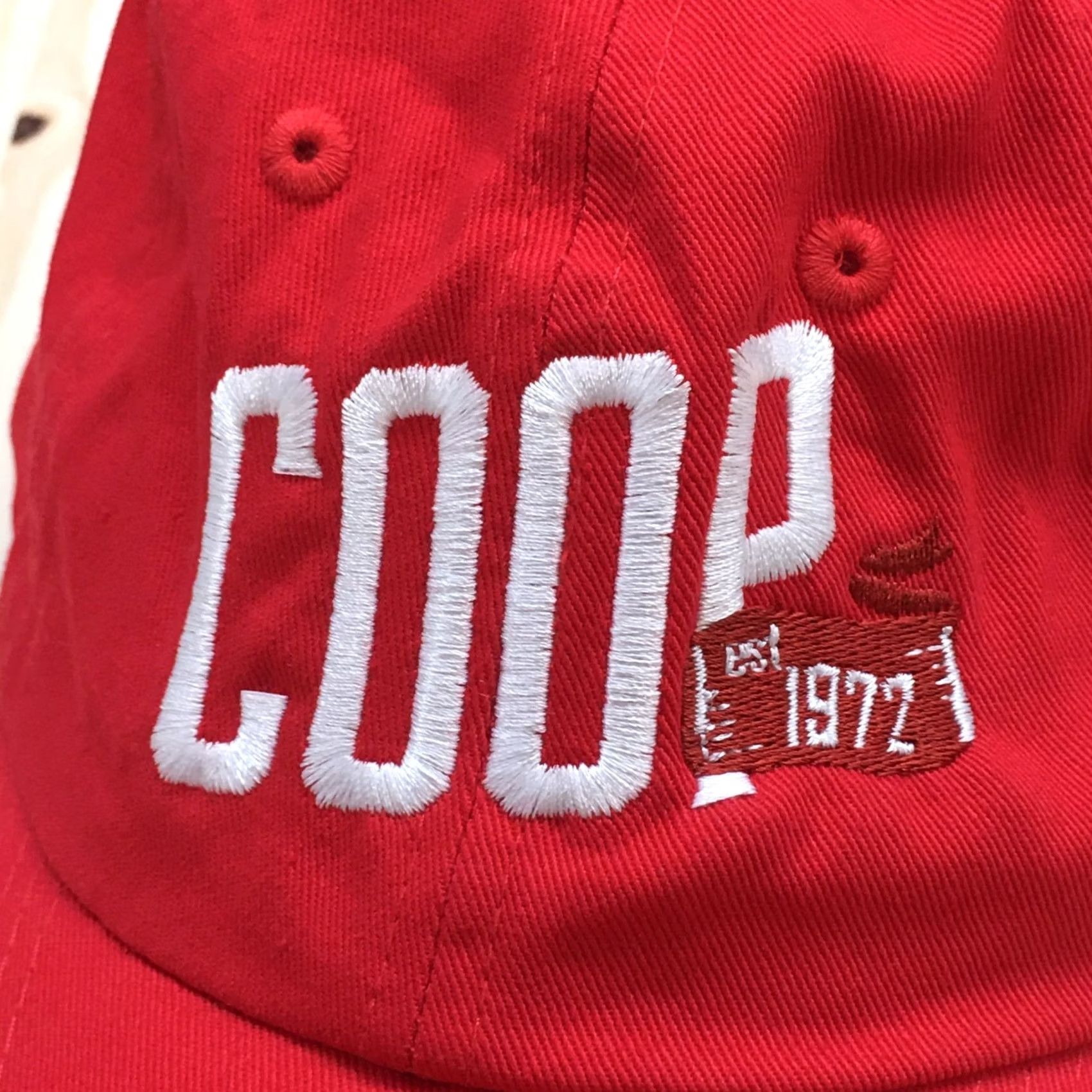 Vintage Coop 1972 Baseball Cap Red Camo OSFA Curved Brim Adjustable Embroidered Unisex Men Size ONE SIZE - 3 Thumbnail