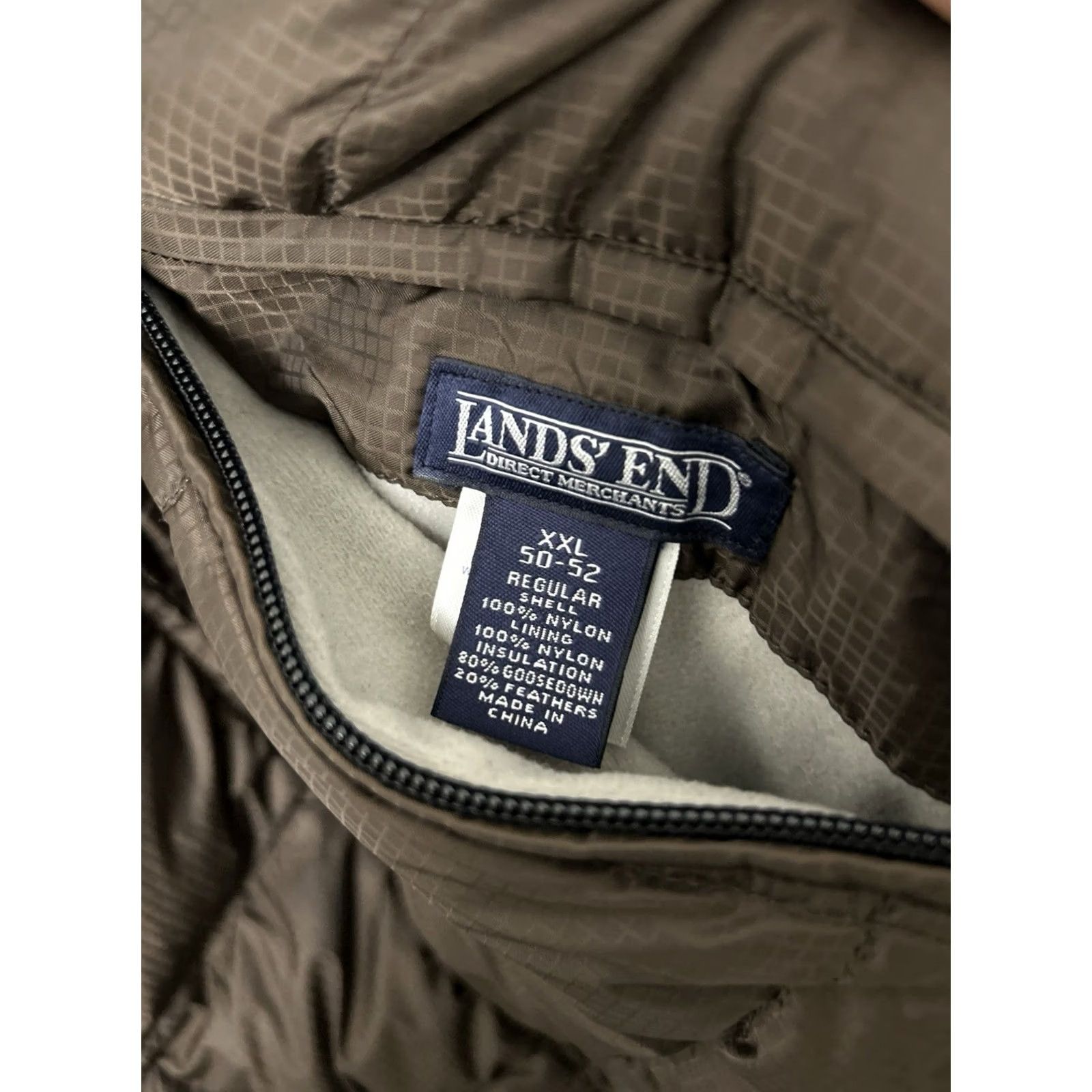 Lands' End Lands' End Vest Mens 2XL Down Puffer Full Zip Quilted Stand-Up Collar Brown Ripstop Jacket/Coat Size US XXL / EU 58 / 5 - 6 Thumbnail