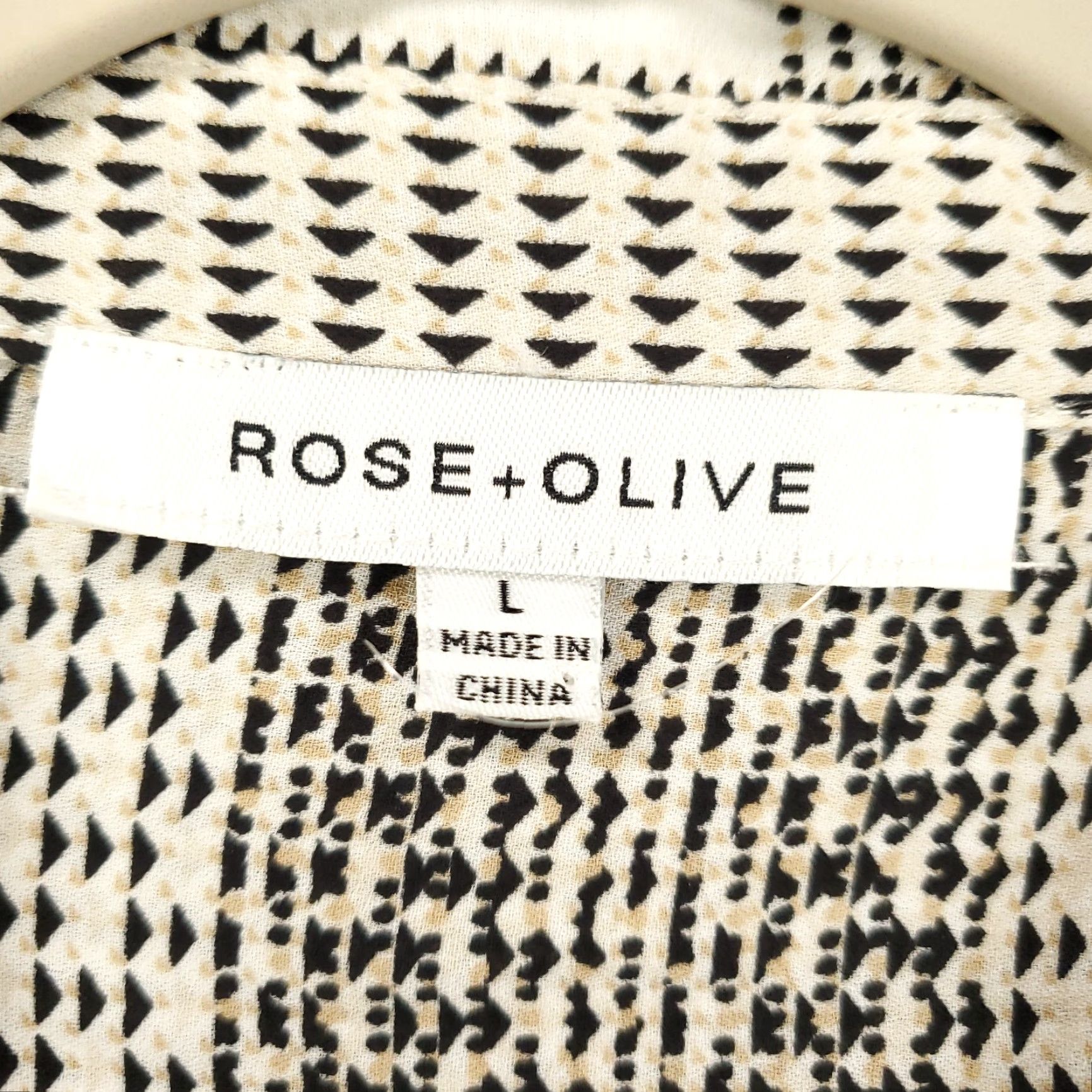 Vintage Rose And Olive Blouse Womens Large Black White Geometric Button Up Top Size XL / US 12-14 / IT 48-50 - 5 Thumbnail