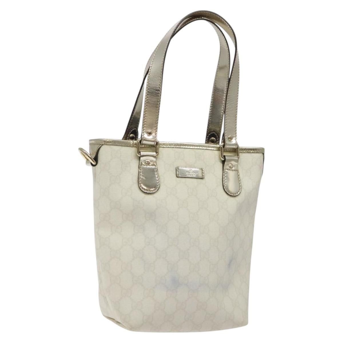 GUCCI GG Supreme Tote Bag Pvc White Gold