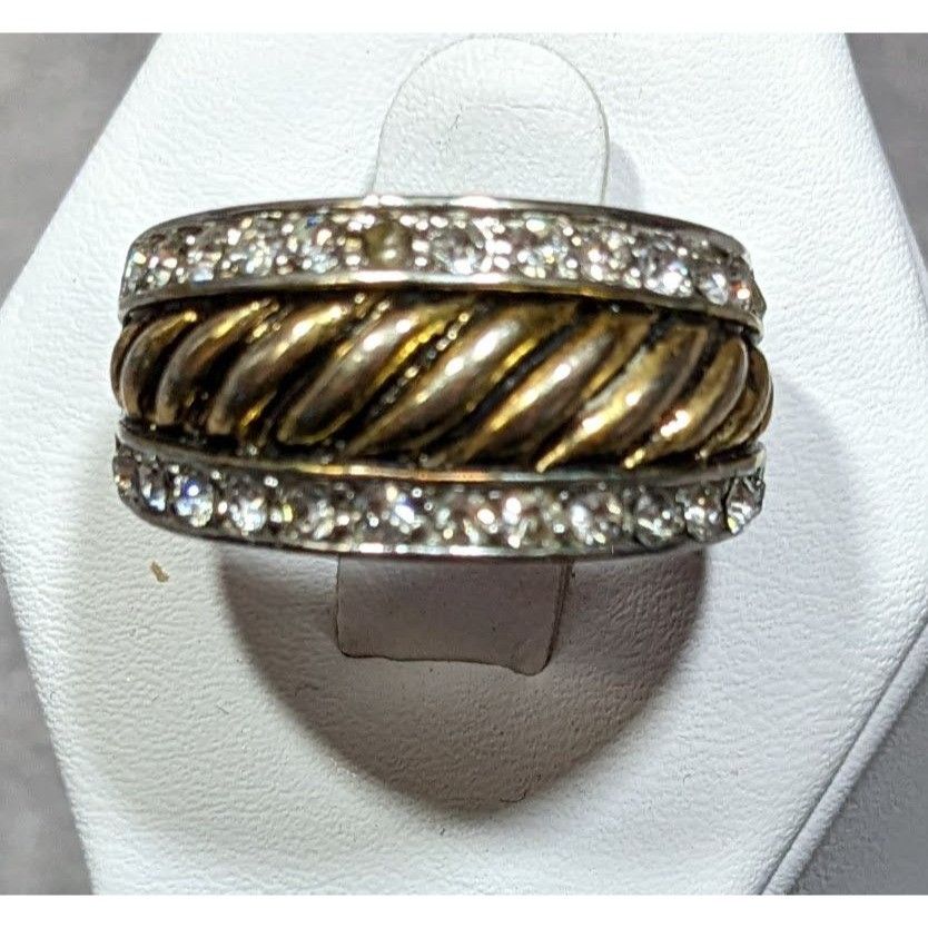 Other Gold Tone Scalloped And Silver Tone Stacked Ring With Rhines Size ONE SIZE - 2 Thumbnail