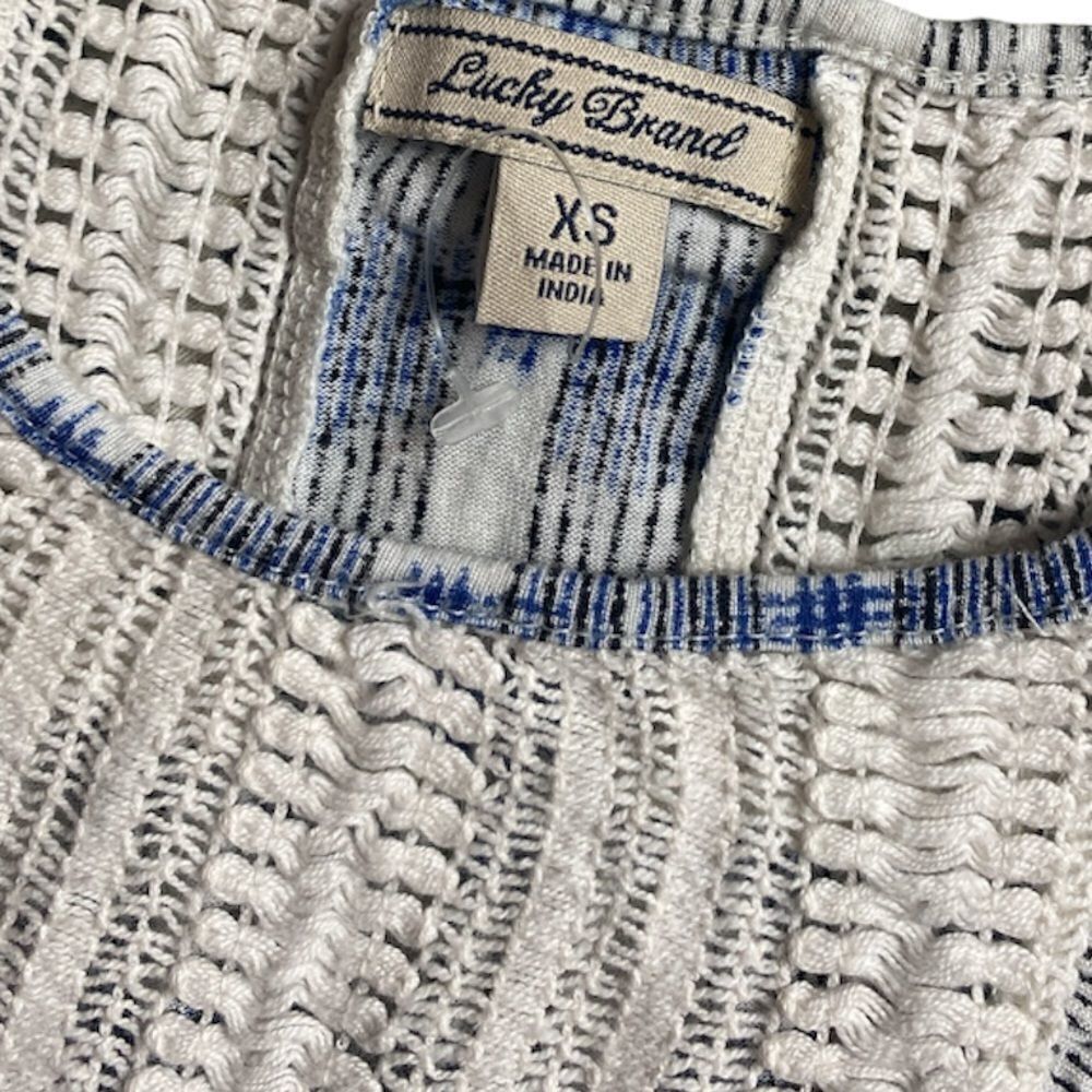 Lucky Brand Lucky Brand XS Blue & White Short Sleeve Blouse – Crochet Tr Size XS / US 0-2 / IT 36-38 - 5 Thumbnail