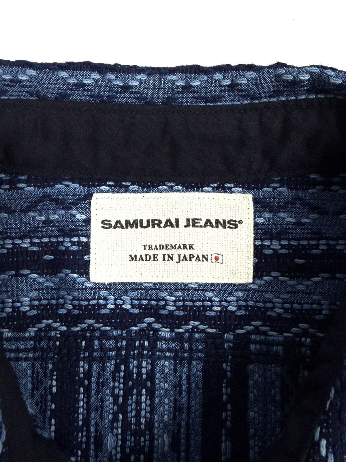 Samurai Jeans Samurai Jeans Japanese Indigo Sashiko Stripe Work Shirt rare Size US XXL / EU 58 / 5 - 19 Thumbnail
