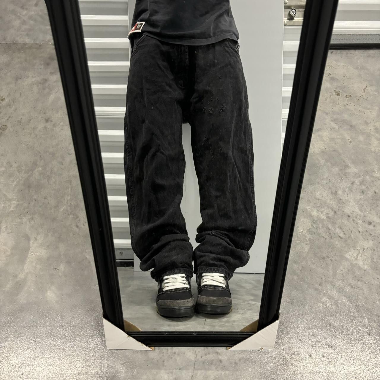 Japanese Brand × Vintage Crazy Vintage Y2K/2000s Grunge Solid Black Essential Denim Jeans! Size US 35 - 1 Thumbnail