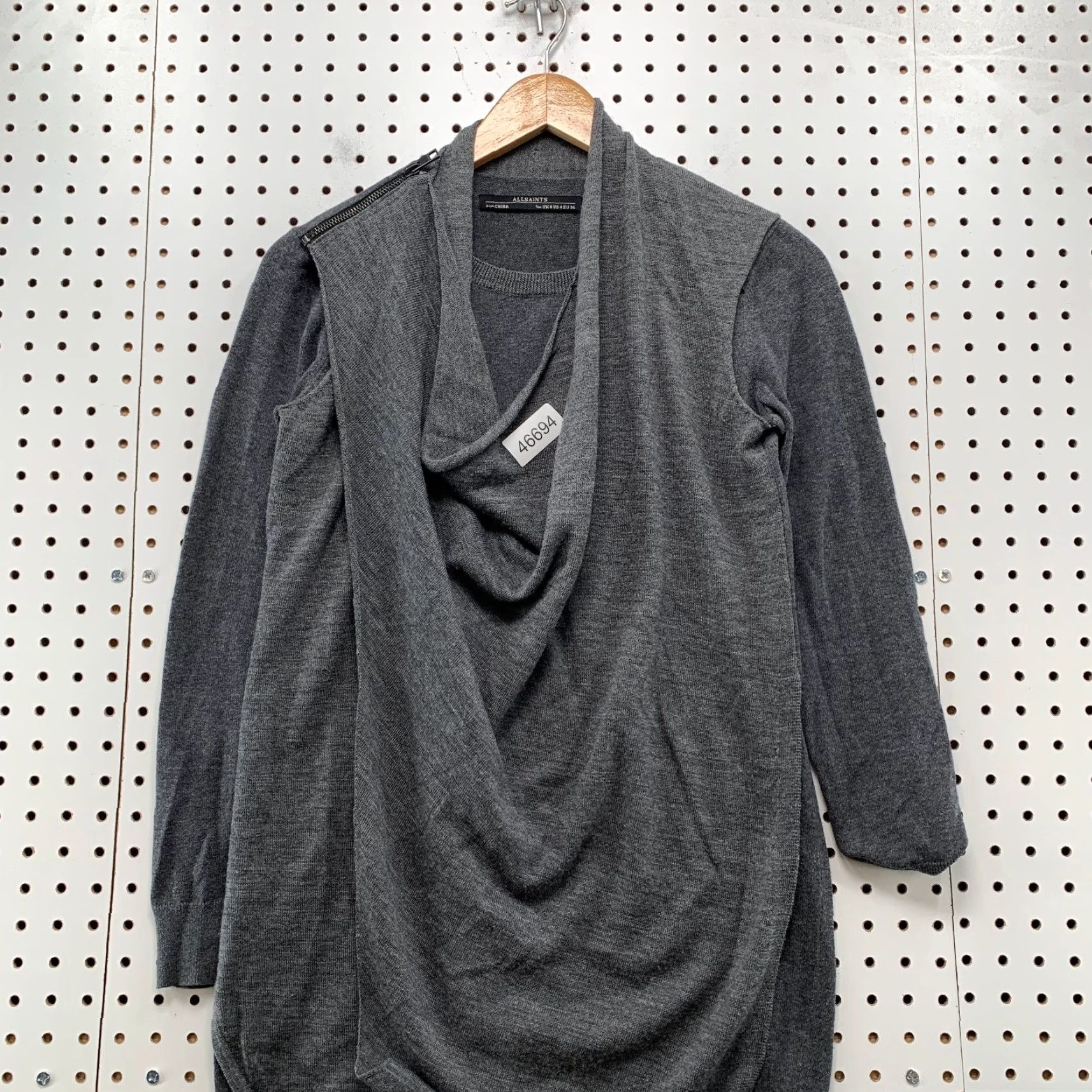 Allsaints AllSaints Wool Sweater Dress Black Gray Women 4 Zipper Shoulder Drina Drape Knit Crew Neck Short Dress A-Line Wool dress Womens 90s? Size S / US 4 / IT 40 - 5 Thumbnail