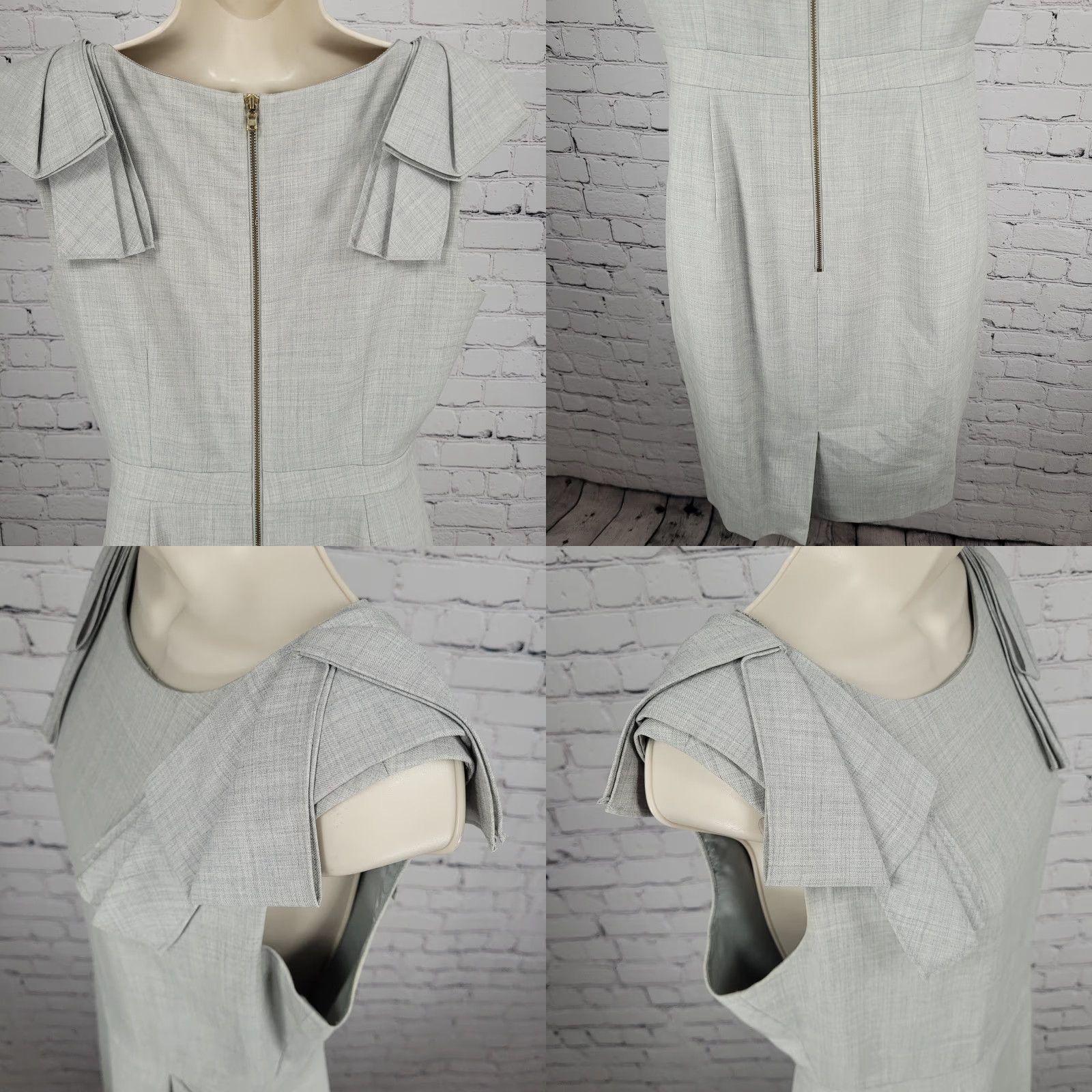 J.Crew J.CREW Gray Wool Sleeveless Ruffled Shoulder Lined Back Slit Zip Sheath Dress 6 Size M / US 6-8 / IT 42-44 - 8 Thumbnail