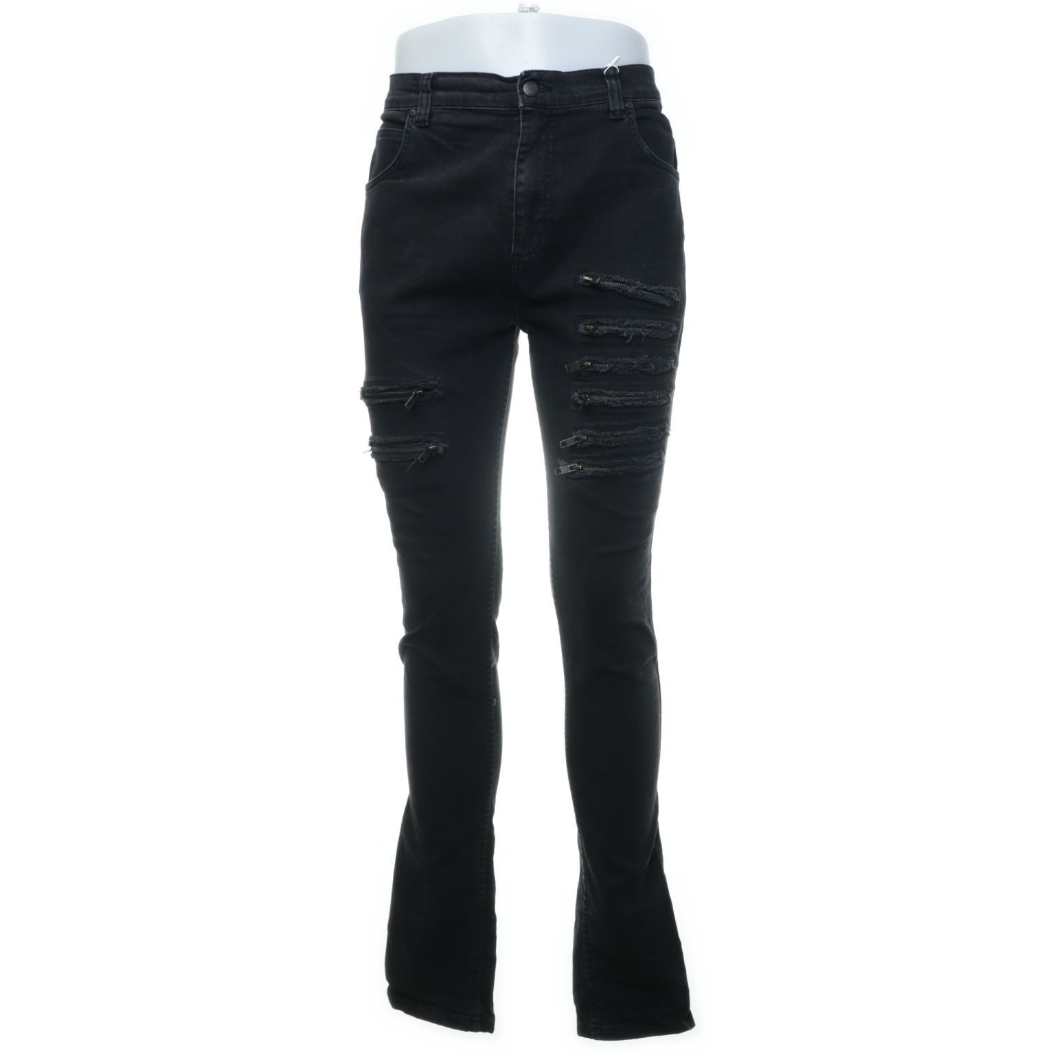 Image of Army Of Me Distressed Zipper Denim Jeans in Black, Men's (Size 31)