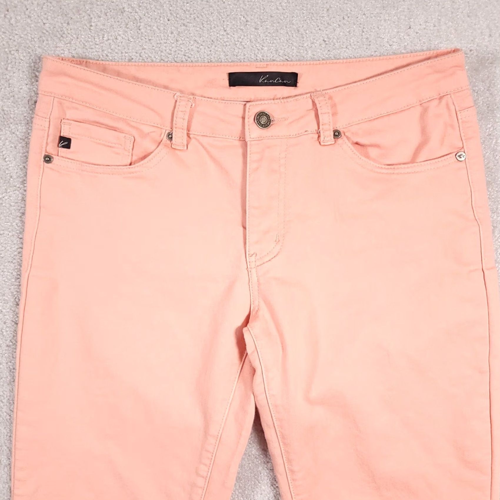 Vintage KanCan Raw Hem Skinny Crop Stretch Jeans Women's 9 Peach Pink Zip Ankle Jeans Womens 9 Pink Size 30" / US 8 / IT 44 - 3 Thumbnail