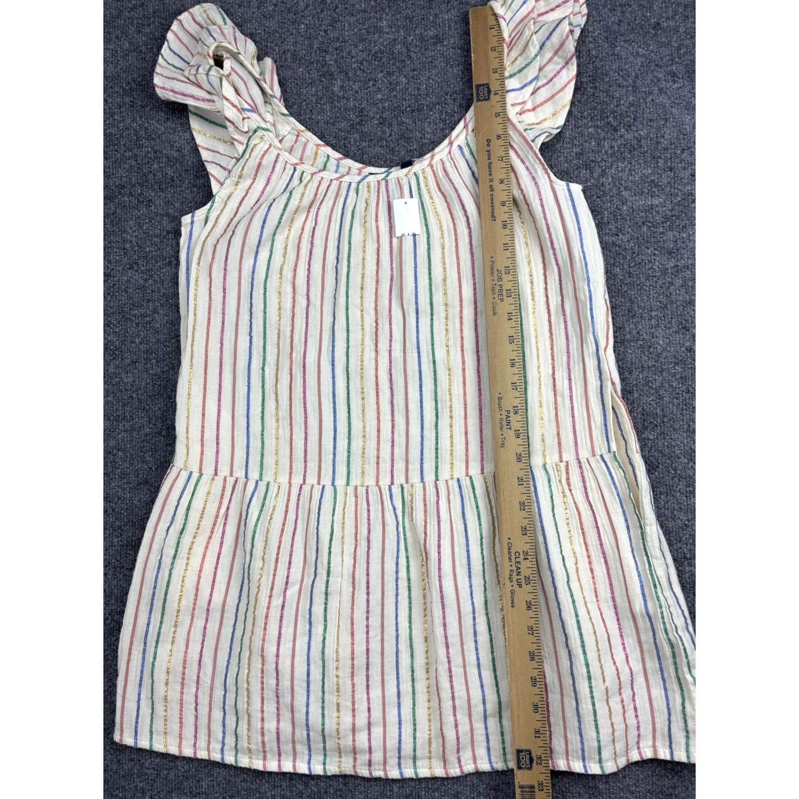 Gap GAP Shirt Womens XS White Multicolor Metallic Stripe Ruffle Sleeve Peplum Top Size XS / US 0-2 / IT 36-38 - 5 Thumbnail