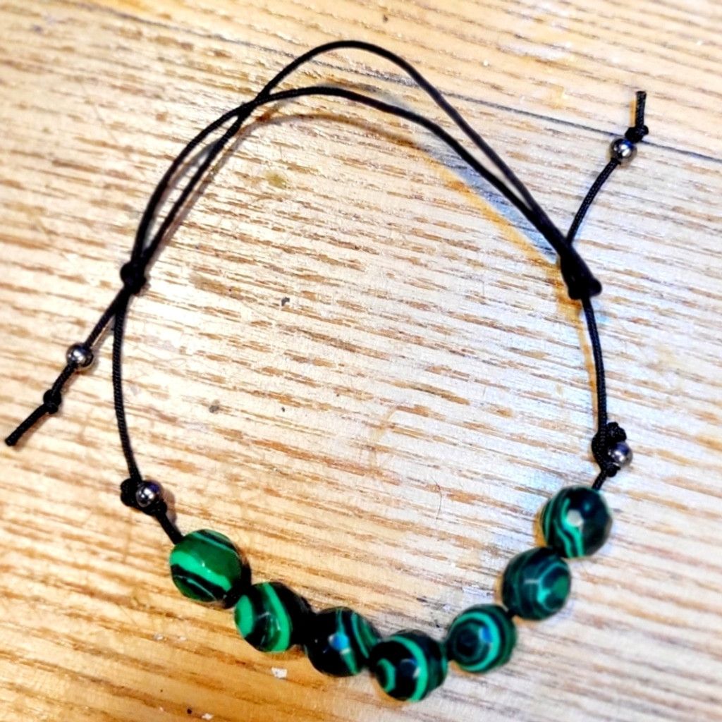 Handmade Malachite adjustable slide knot bracelet Size ONE SIZE - 1 Thumbnail