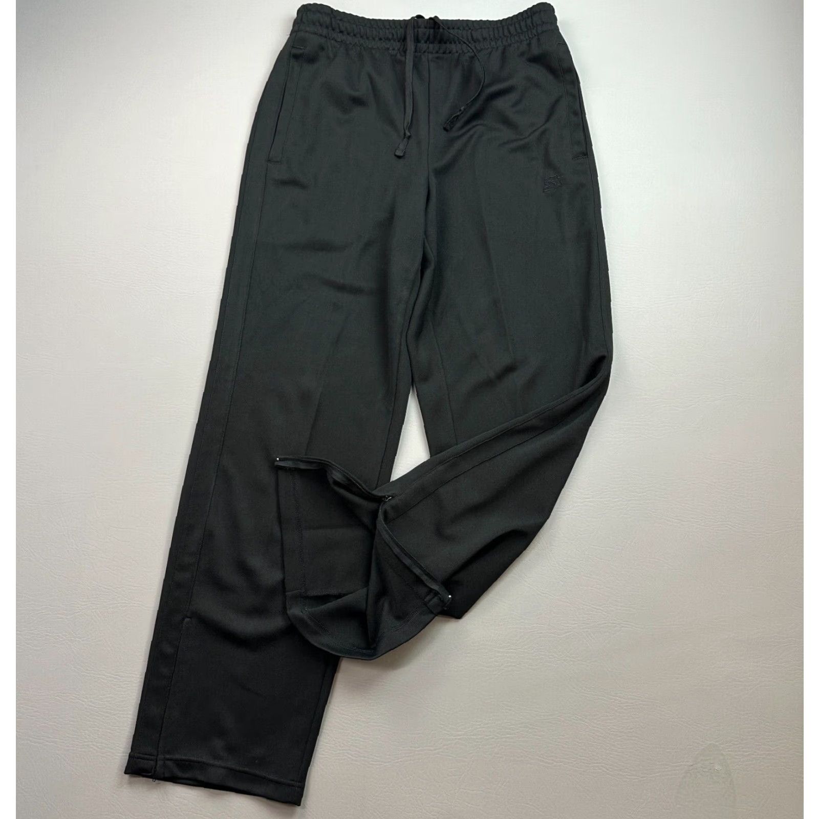 Starter VINTAGE Starter Track Pants Mens Small Black Embroidered Logo Ankle Zip Y2K Size US 29 - 2 Thumbnail