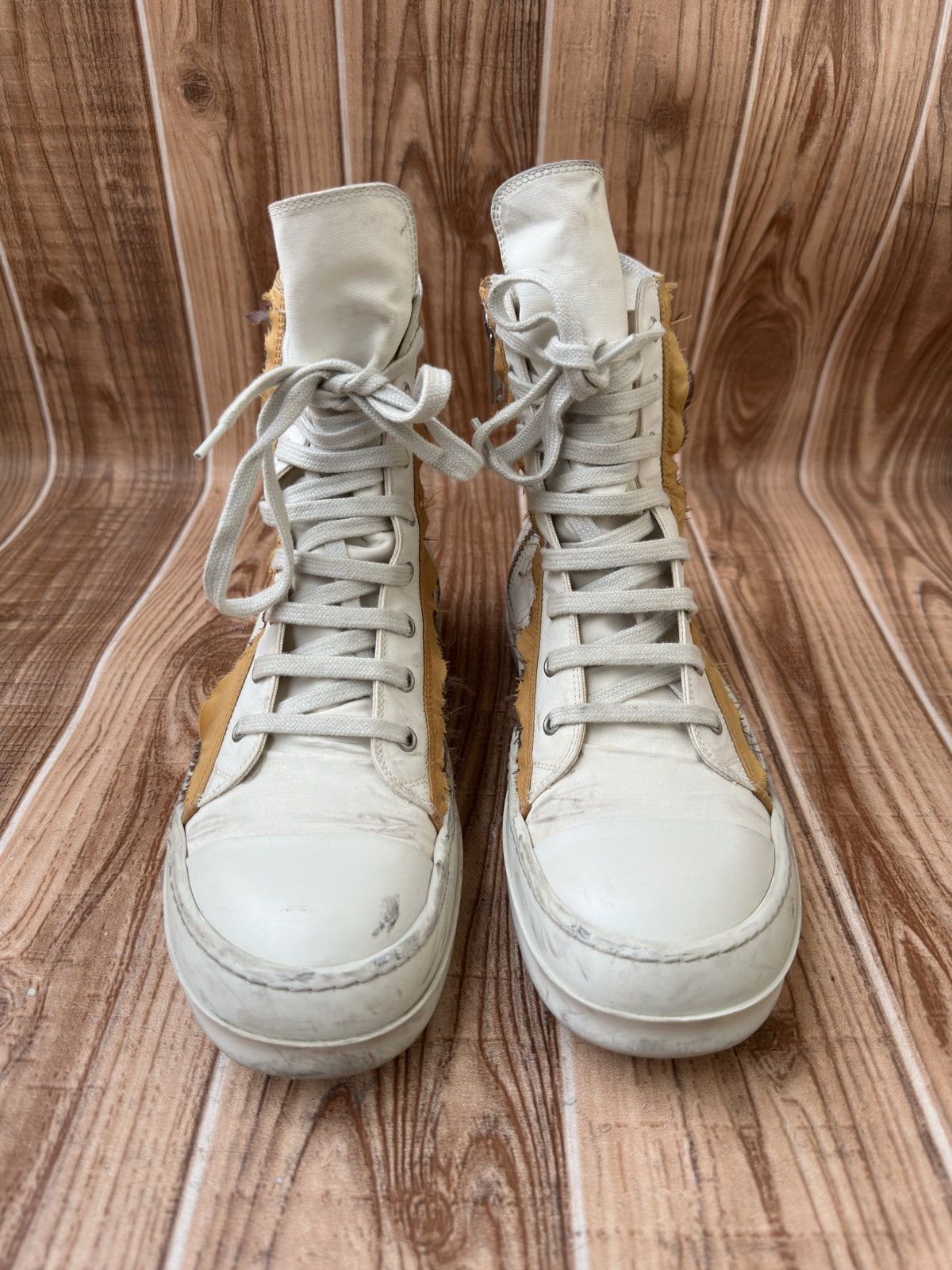 Rick Owens RARE* Rick Owens DRKSHDW Sneaks CHALK WHITE Hightop Sneaks Size US 8.5 / EU 41-42 - 2 Thumbnail