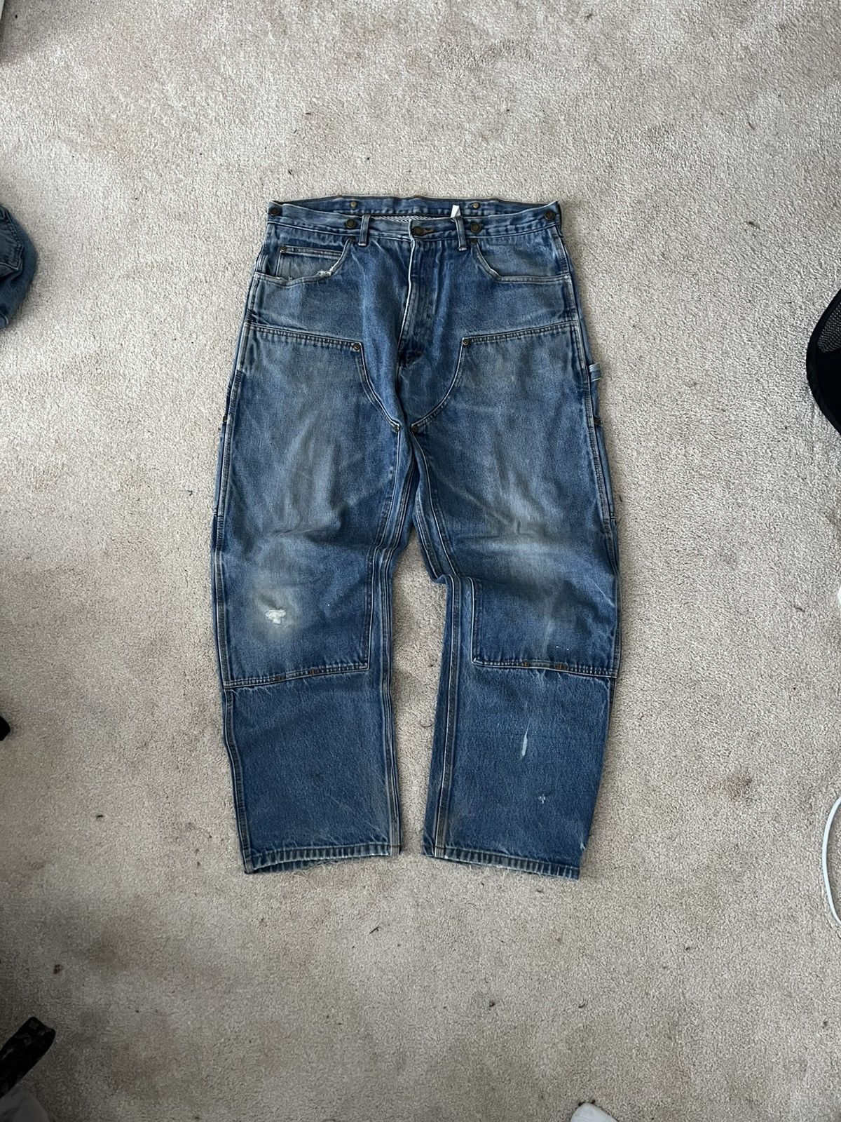 Carhartt × Vintage Vintage distressed baggy carhartt double knees jeans Size US 37 - 1 Thumbnail