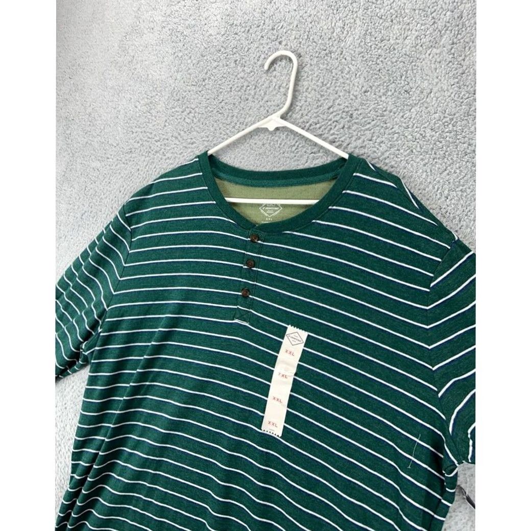 Vintage VINTAGE St Johns Bay Shirt Mens 2XL Green White Balanced Striped Henley Long Sleeve NEW Size US XXL / EU 58 / 5 - 5 Thumbnail