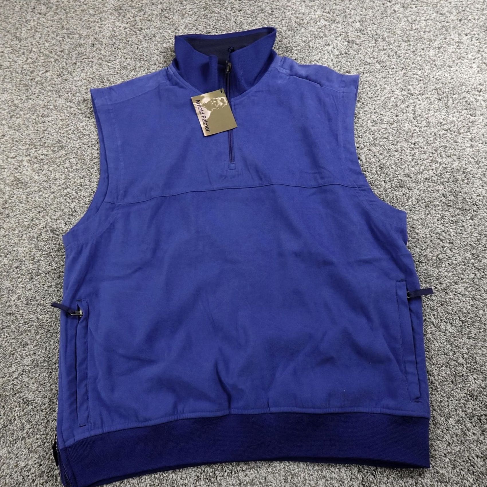 Vintage Arnold Palmer Vest Mens L Blue Quarter Zip Golf Pullover Sleeveless Jacket Windbreaker Zip Pockets Logo 1/4 Zip Lightweight Size US L / EU 52-54 / 3 - 2 Thumbnail