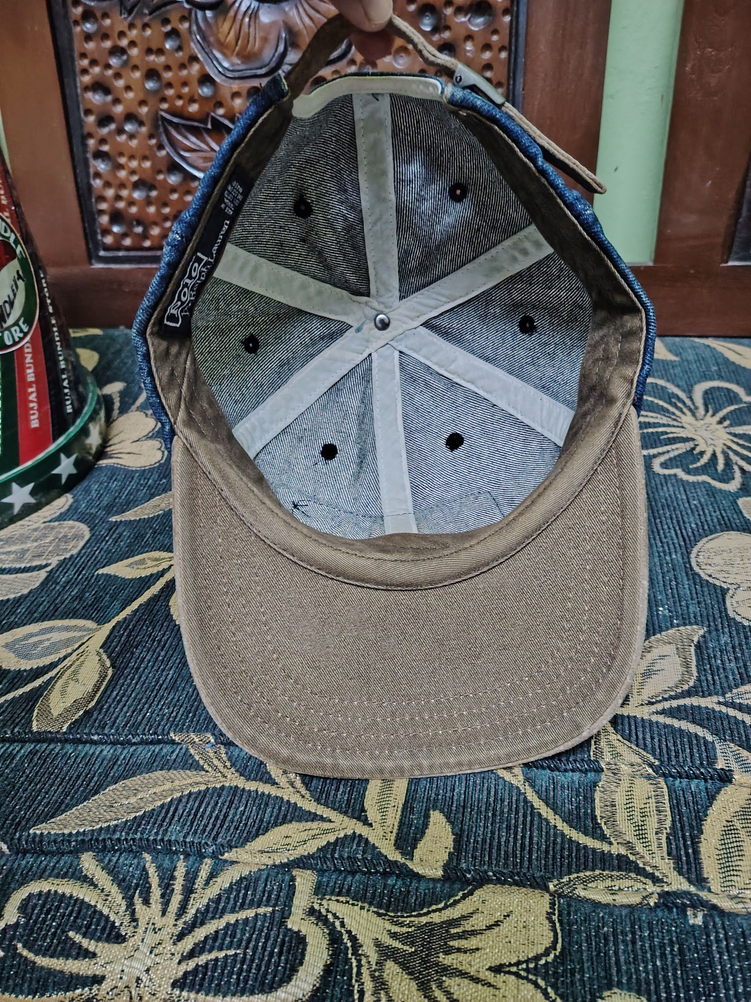 Polo Ralph Lauren Rare Vintage Polo Ralph Lauren Denim Hat Leather Bill Size ONE SIZE - 6 Thumbnail