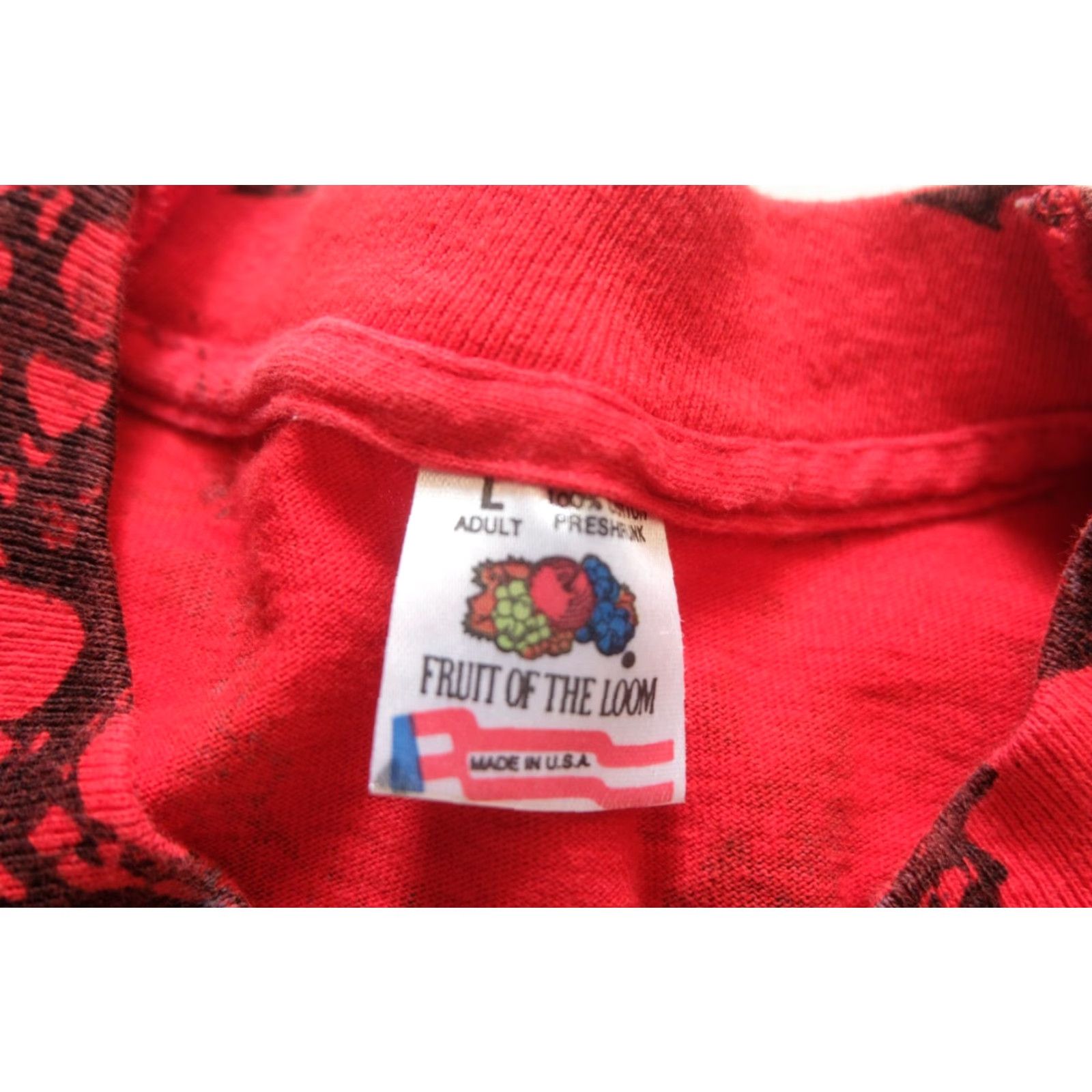Fruit Of The Loom VINTAGE FRUIT OF THE LOOM T-SHIRT Shirt Men 80s 90s SNAP ON TOOL RACING USA AOP ALL OVER PRINT Red L Size US L / EU 52-54 / 3 - 8 Thumbnail