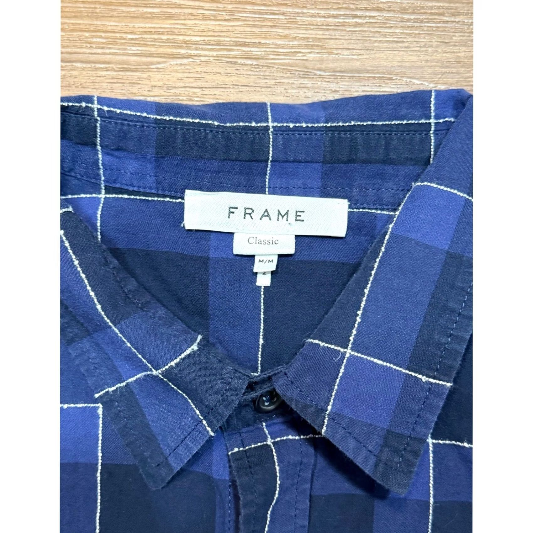 Frame FRAME Classic Fit Blue Plaid Button Up Shirt Men Sz M Size US M / EU 48-50 / 2 - 4 Thumbnail