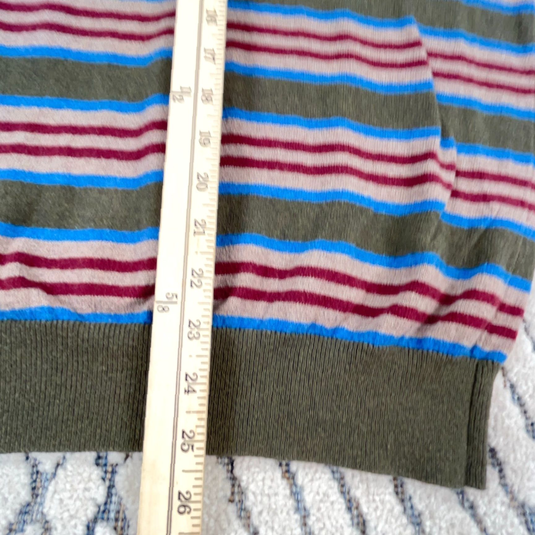 Vintage LL Bean Sweater Men Medium Brown Red Pullover Quarter Zip Striped Soft Knit Slim Knitwear 1/4 Zip Fall Winter Casual Modern Golf Walking Mens Size US M / EU 48-50 / 2 - 6 Thumbnail