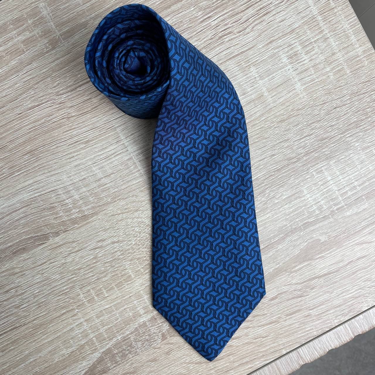 Hermes Hermes Paris Silk Tie 7660 TA Geometry Blue Size ONE SIZE - 2 Thumbnail