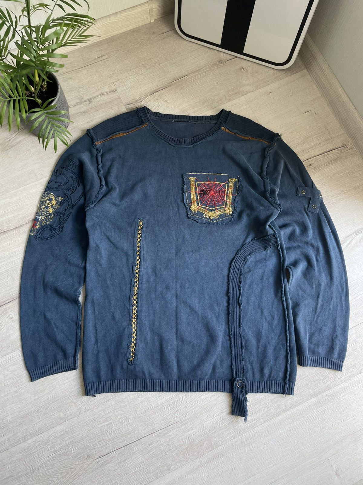Japanese Brand Vintage Crazy Y2k Grunge Sweater Opium Undercover Style 00s Size US L / EU 52-54 / 3 - 3 Thumbnail