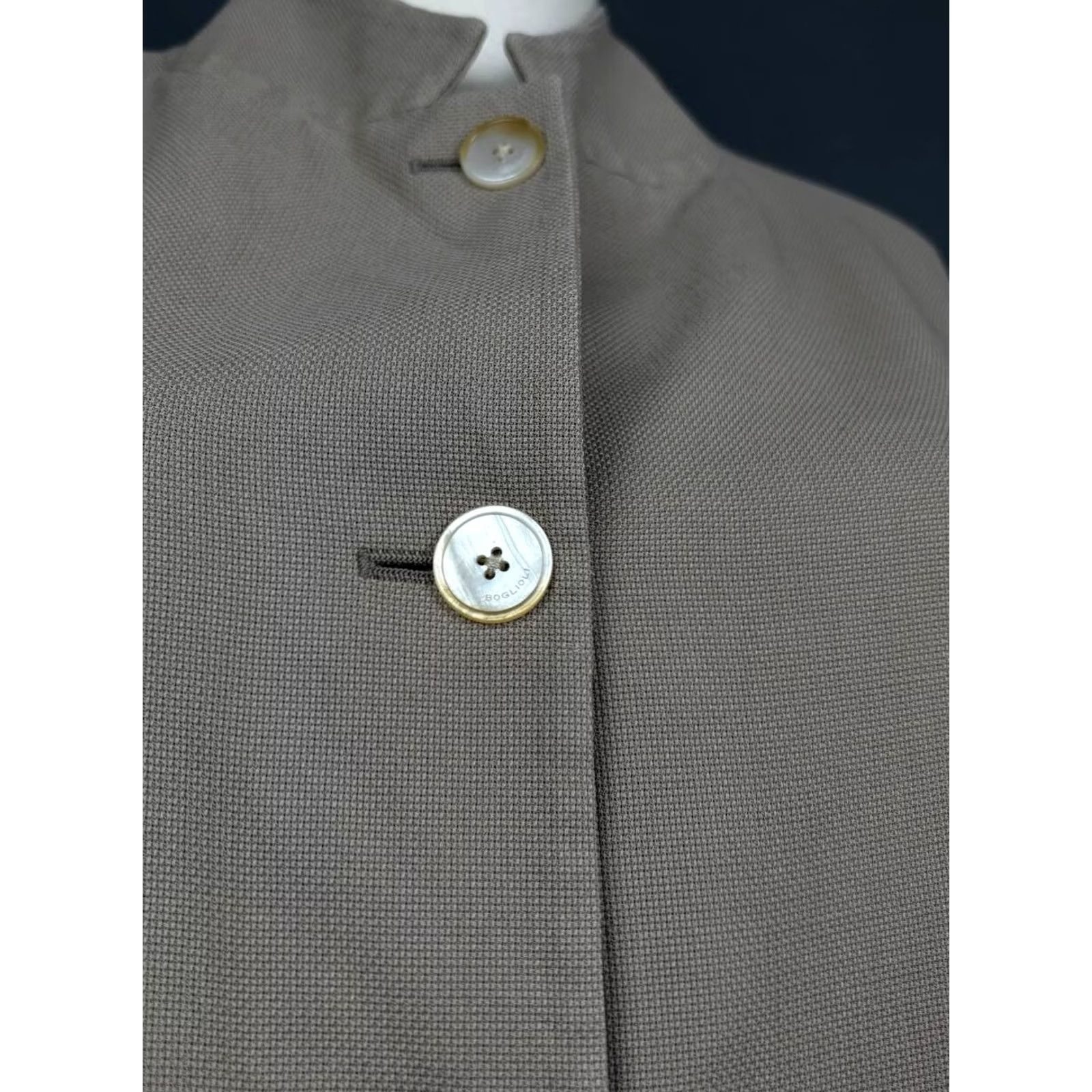 Boglioli Boglioli Trench Coat Brown Long Sleeve High Neck Pockets Button Womens One Size Jacket Size ONE SIZE - 4 Thumbnail