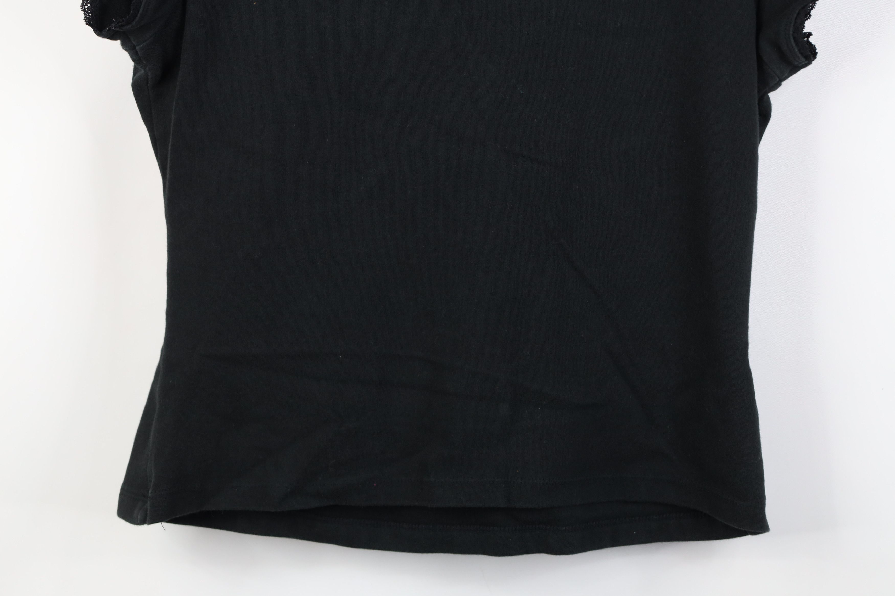 Express Vintage Y2K Express Lace Trim Ribbed Knit T-Shirt Black Size XL / US 12-14 / IT 48-50 - 12 Thumbnail