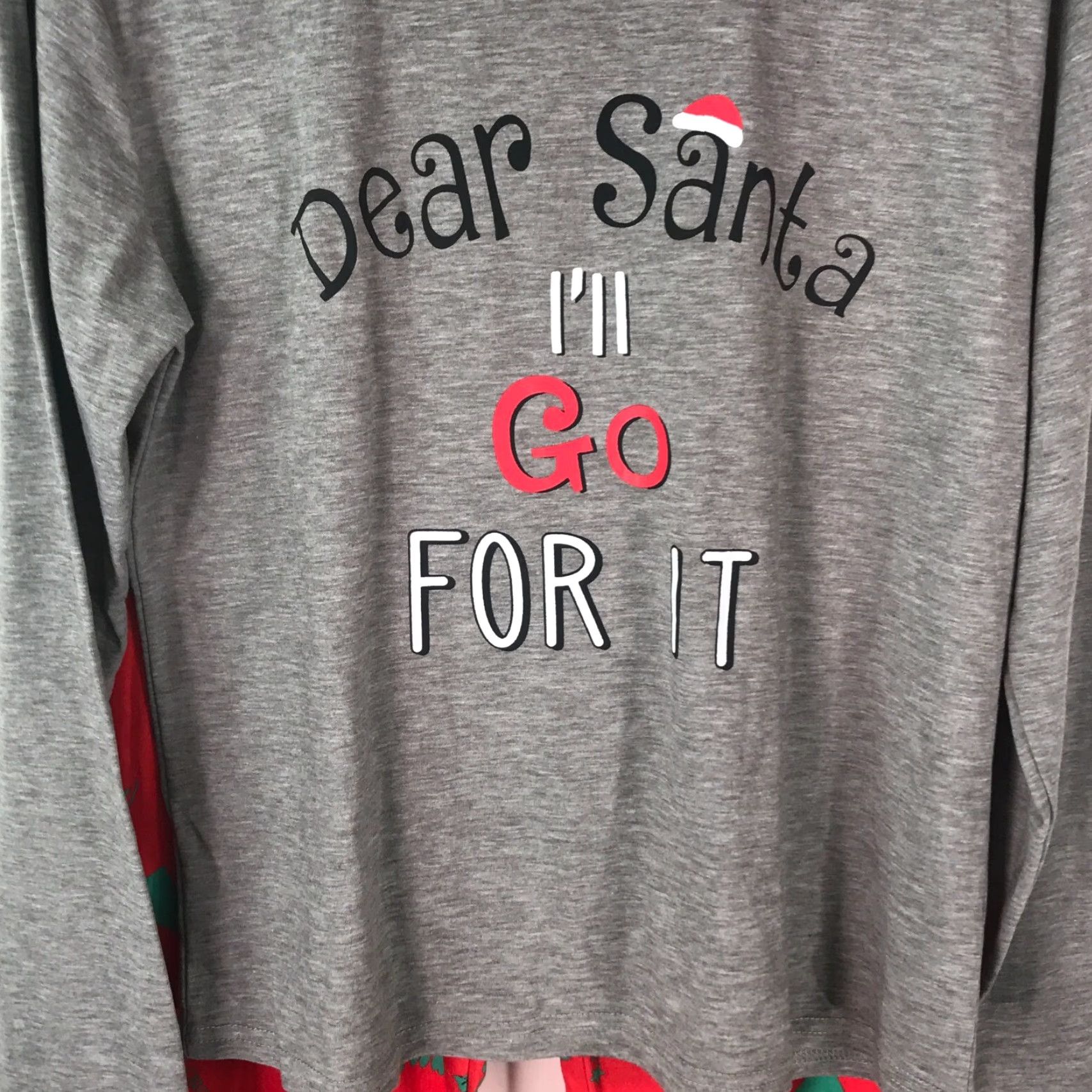 Vintage Dear Santa I'll Go For It 2 Piece Xmas Pajama Set Womens Medium Red Size ONE SIZE - 2 Thumbnail