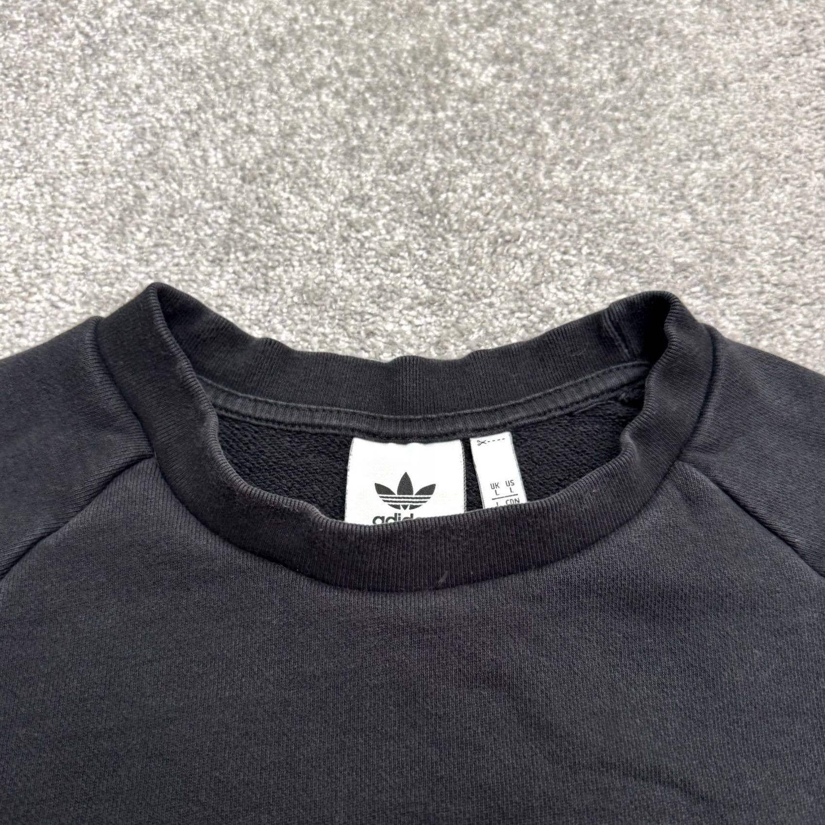 Adidas Adidas Originals Trefoil Logo Graphic Pullover Sweatshirt Men Large Black Raglan Size US L / EU 52-54 / 3 - 6 Thumbnail