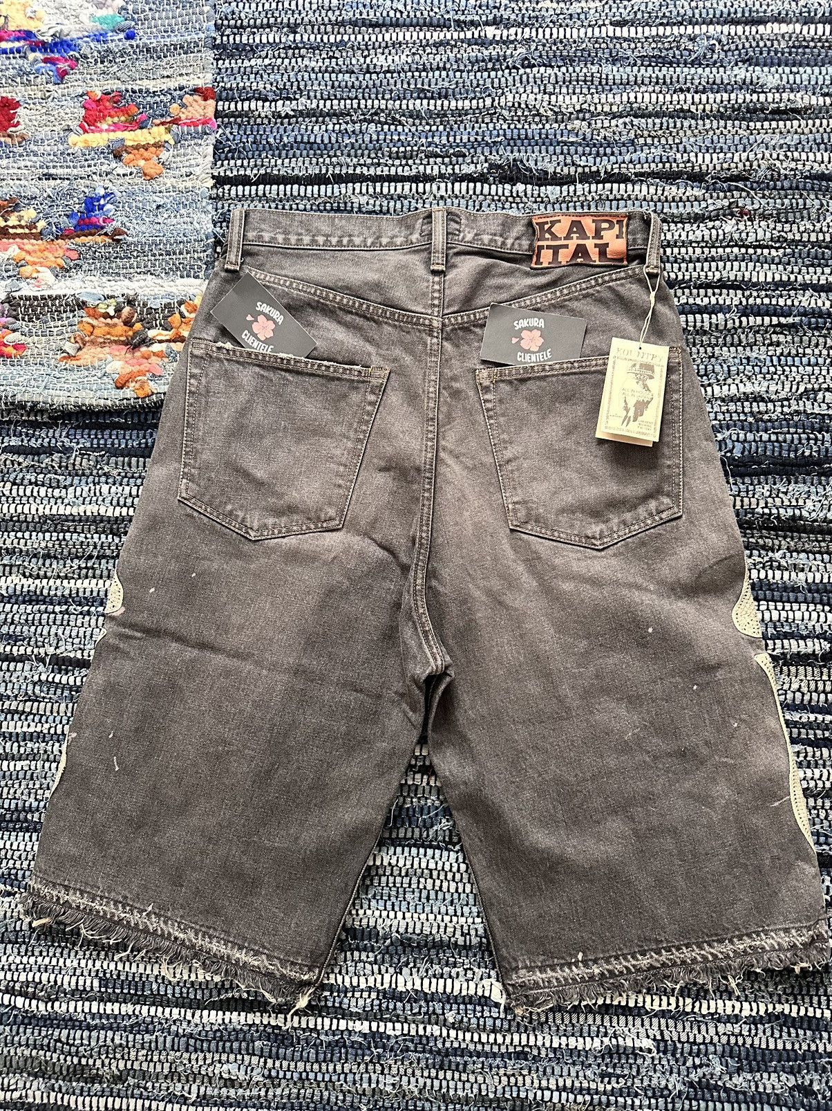 Kapital × Kapital Kountry Kapital 14oz Denim 5P Bone Shorts Pants (Bone Embroidery) Size US 36 / EU 52 - 2 Thumbnail