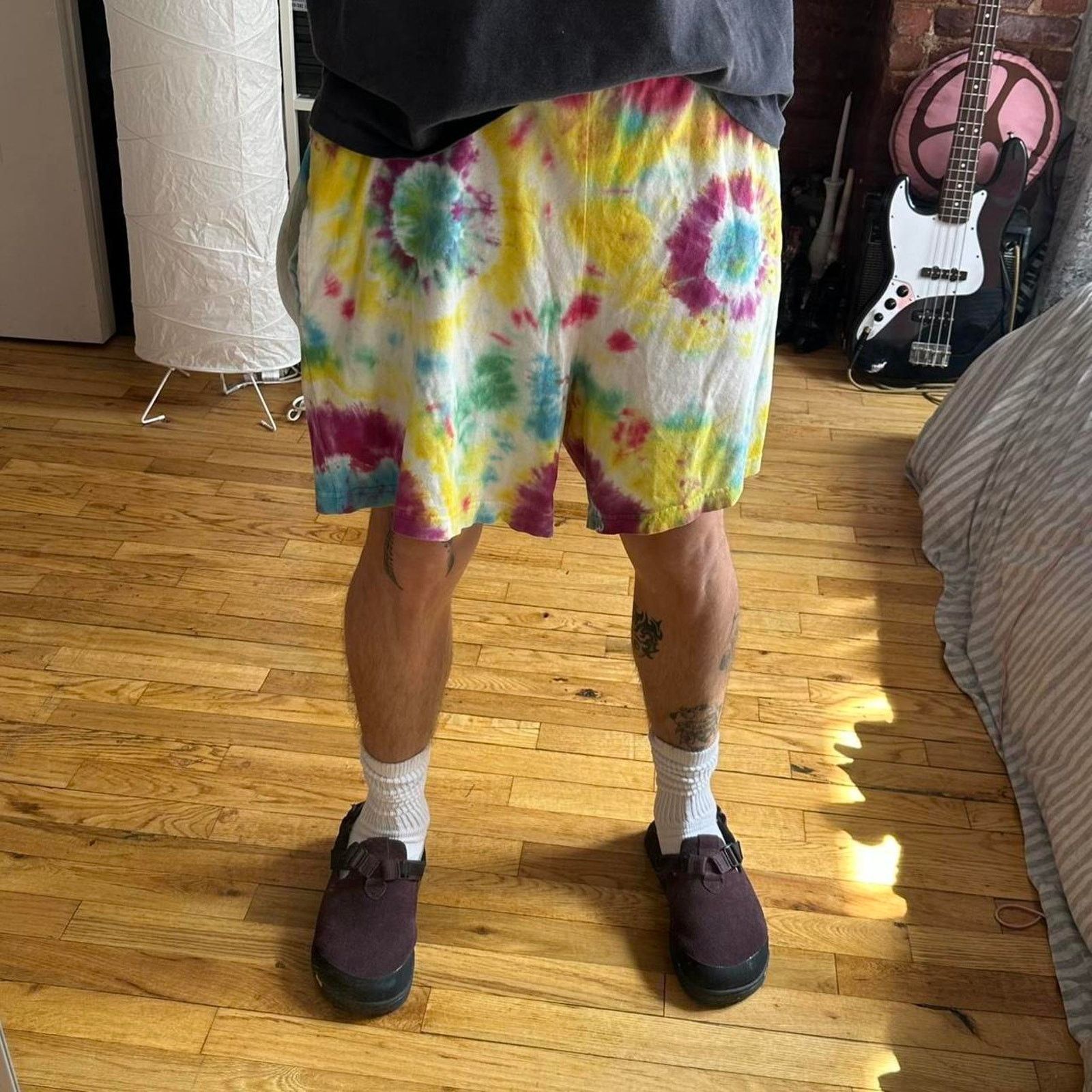 Vintage Vintage 80s Tie Dye Cotton Basic Sweat Gym Shorts Size US 35 - 1 Thumbnail