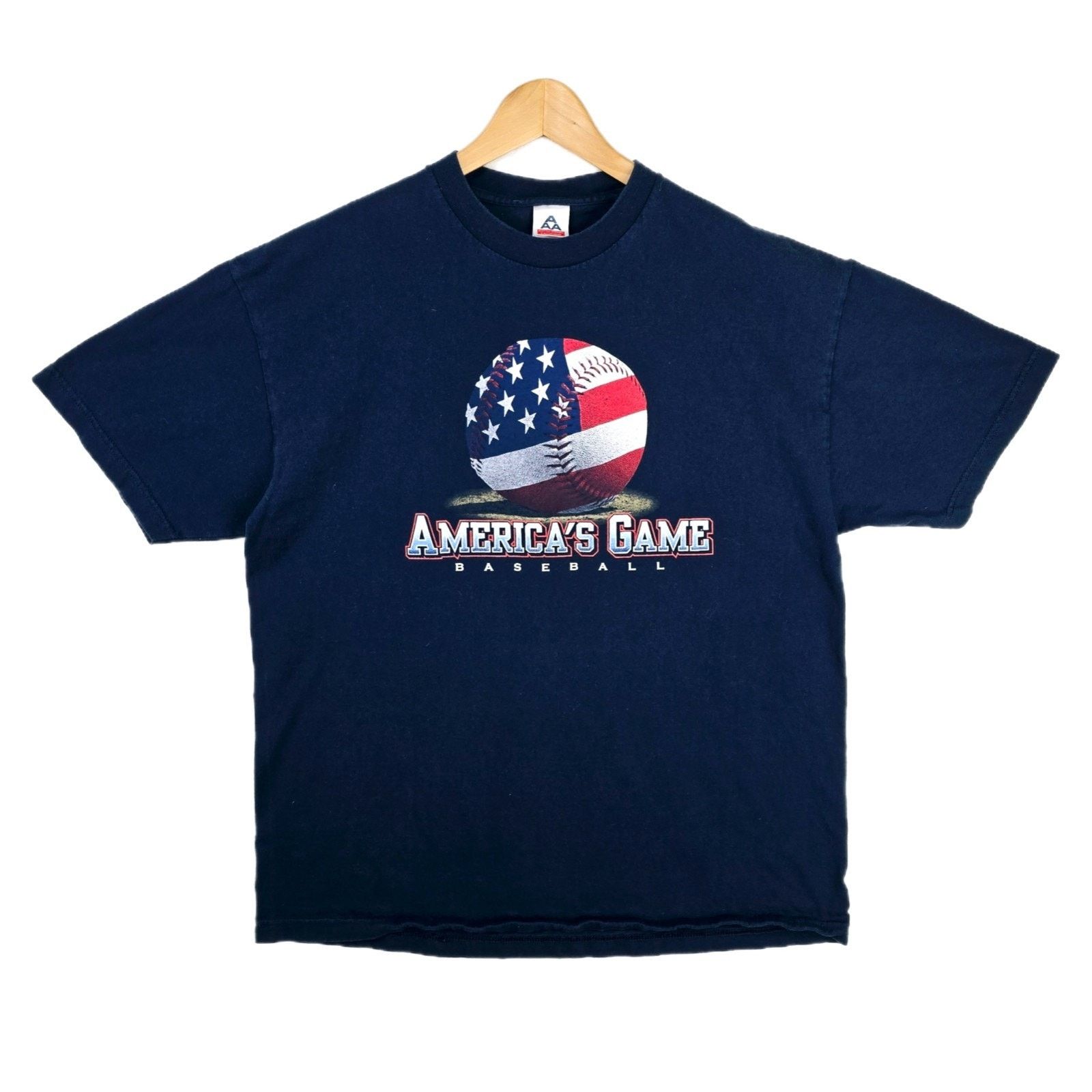 AAA America's Game Baseball Navy Blue American Flag Shirt XL Size US XL / EU 56 / 4 - 1 Thumbnail