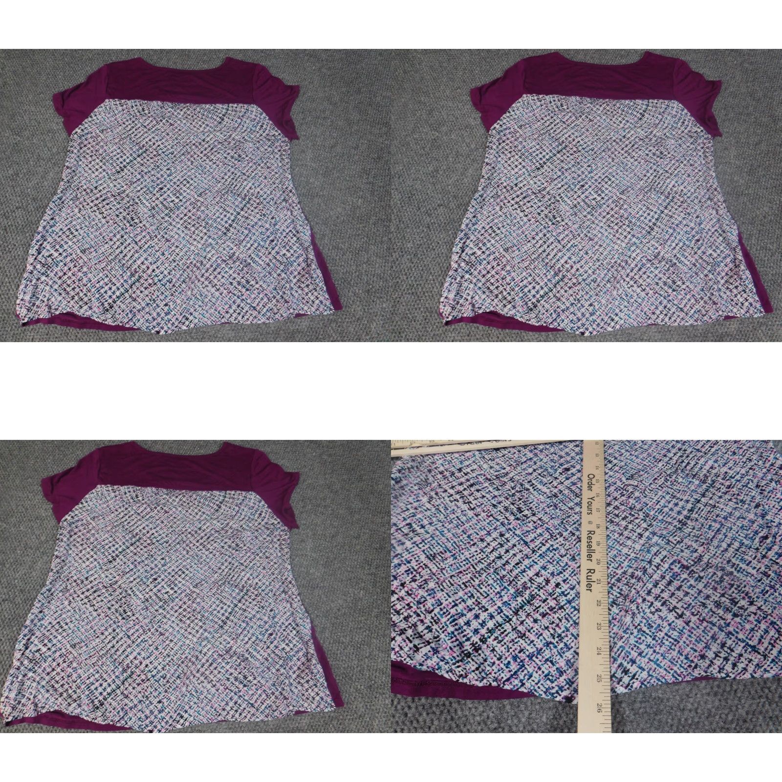 Croft & Barrow Croft & Barrow Womens Blouse XL Purple Stretch Crew Neck Short Sleeve Pullover Rayon Floral Casual Regular Basic Classic Womens Size XL / US 12-14 / IT 48-50 - 8 Thumbnail