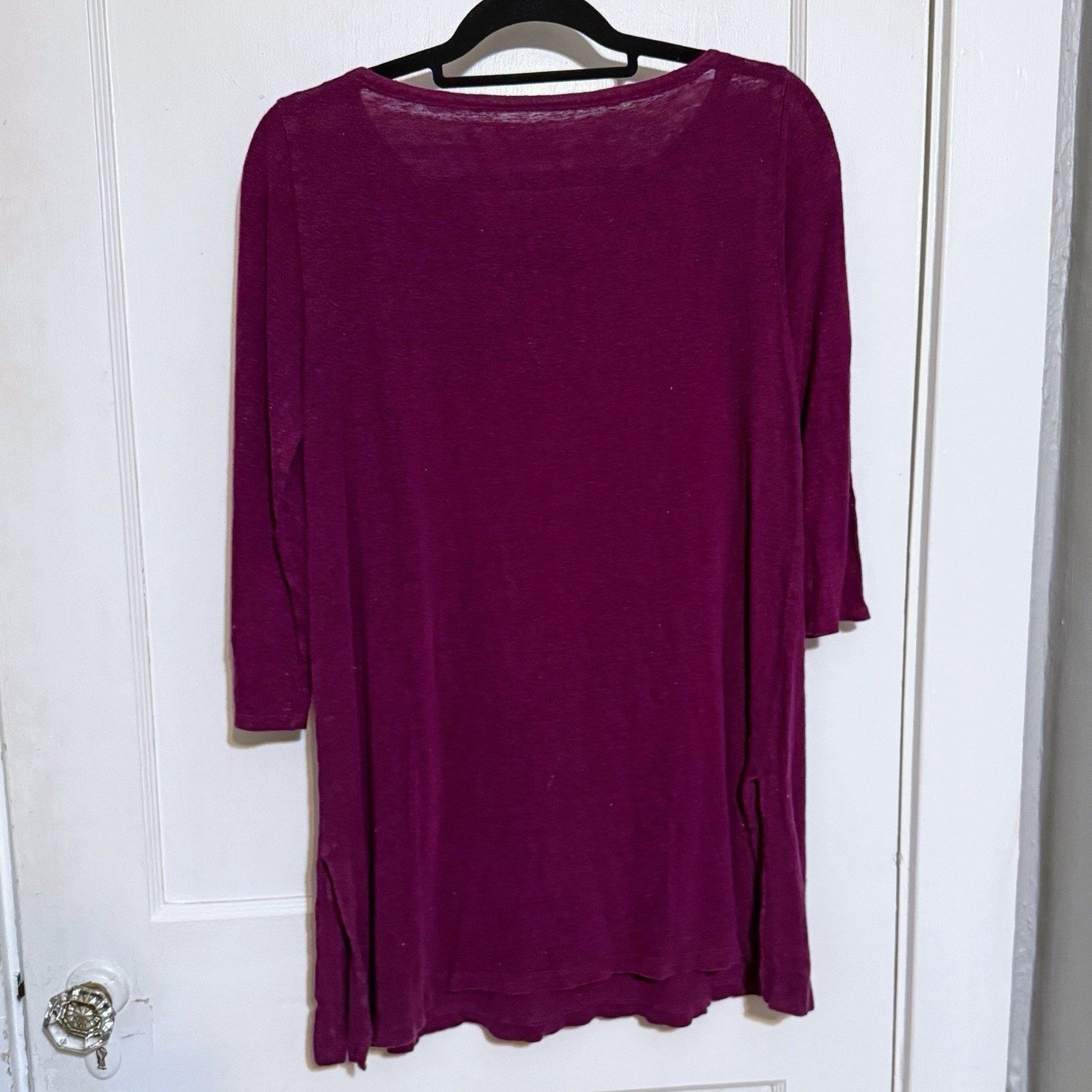 Eileen Fisher Eileen Fisher Top Women Size XS Burgundy Organic Linen Tunic Size XS / US 0-2 / IT 36-38 - 4 Thumbnail
