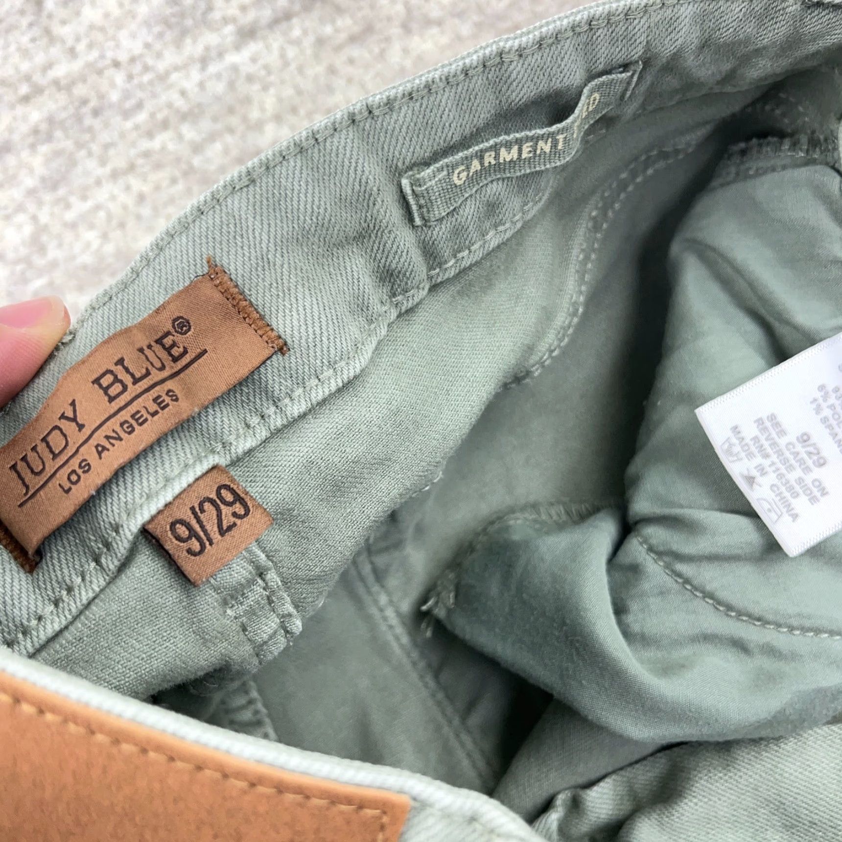 Denime Judy Blue Jeans Women 29 Green Carpi Stretch Denim Pants Garment Dyed Size 29" - 3 Thumbnail