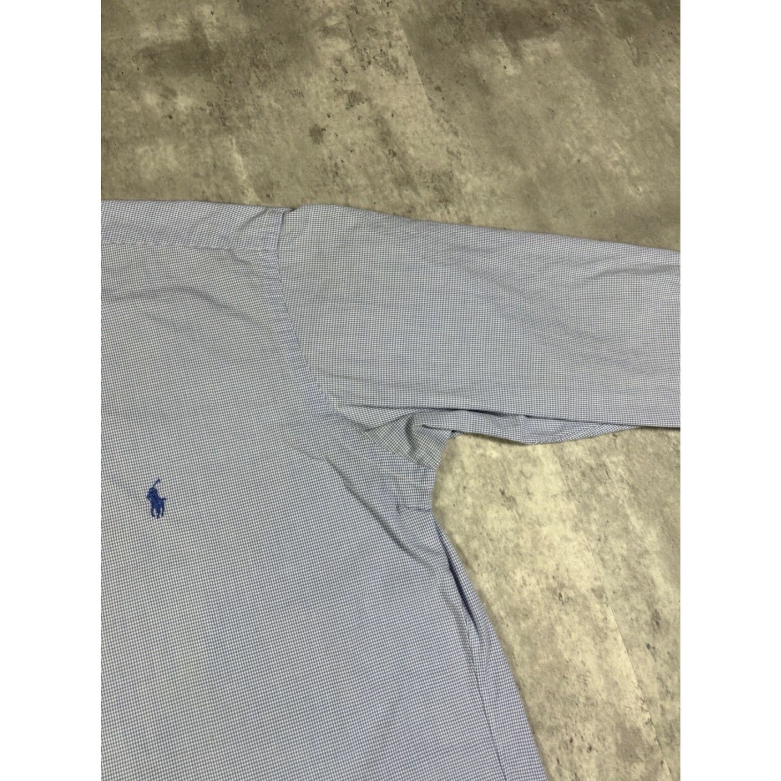 Ralph Lauren VINTAGE Ralph Lauren Blue Button-Down Woven Dress Shirt L Men's Plaid Cotton Shirt Size 42R - 7 Thumbnail