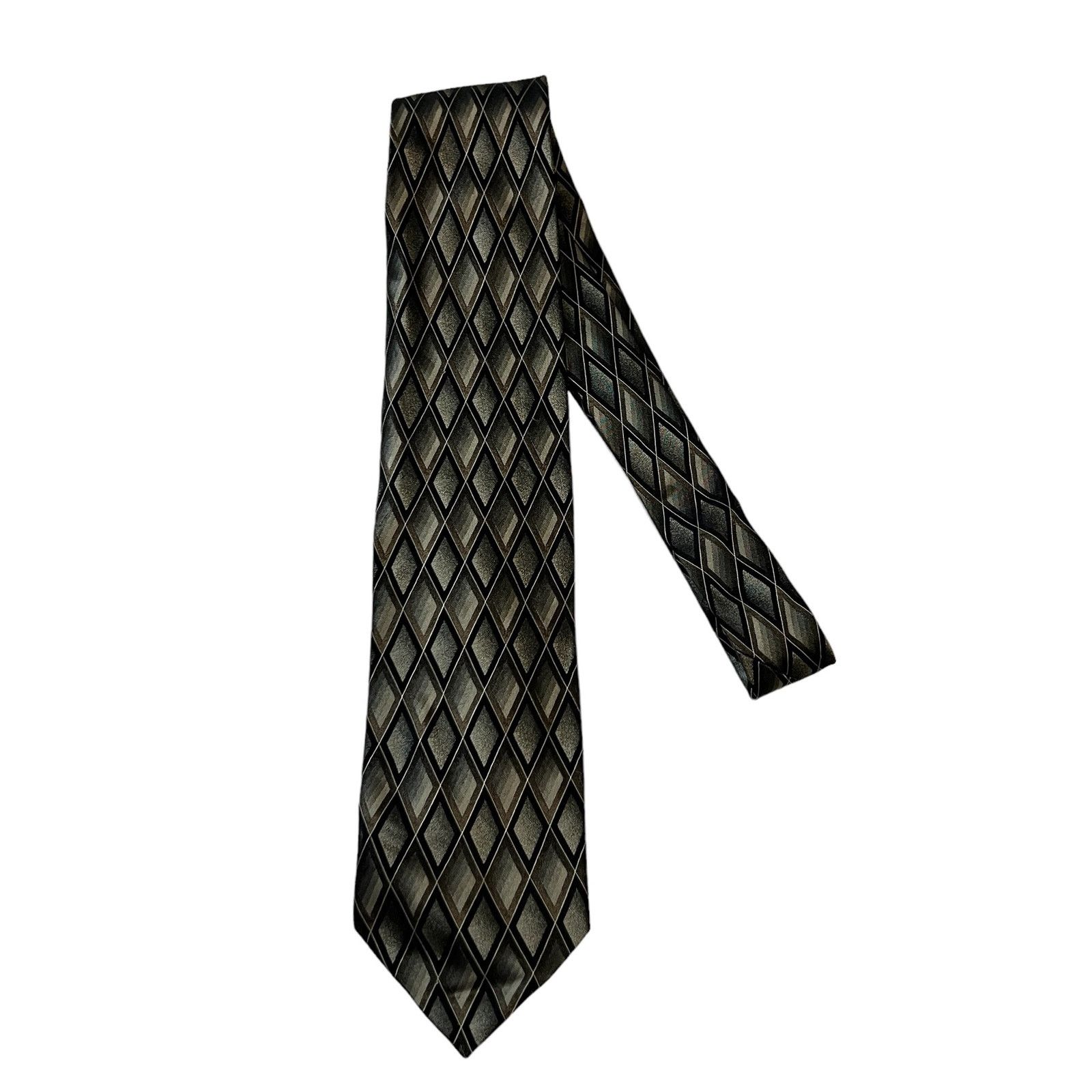 Croft & Barrow Croft & Barrow Black Gray Bronze Diamond Geometric Silk Tie Size ONE SIZE - 3 Thumbnail