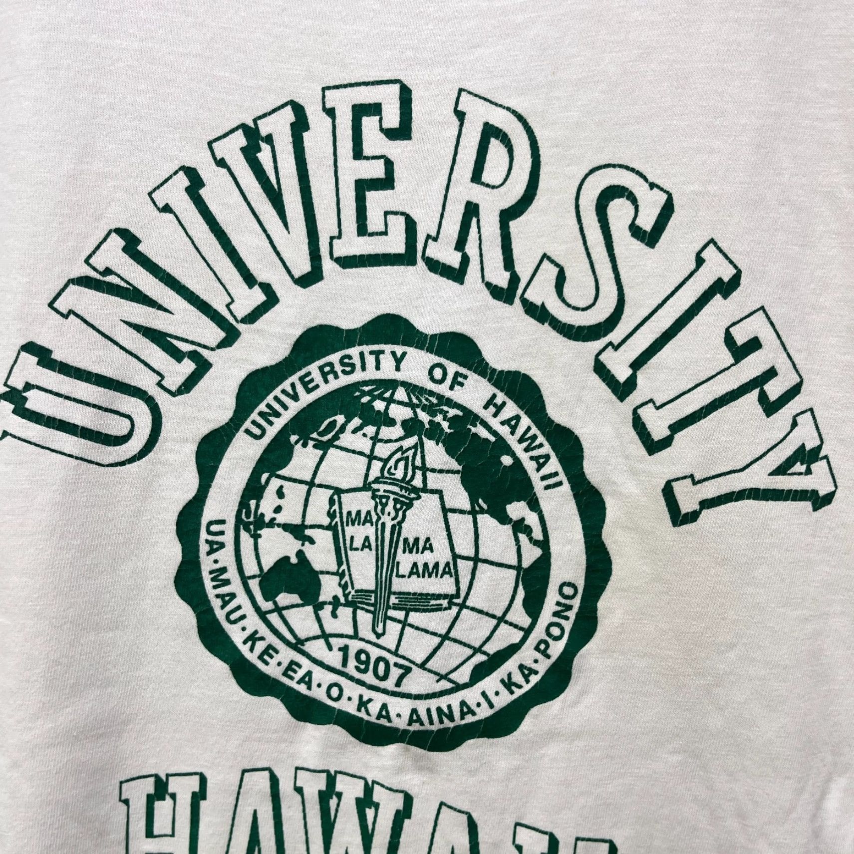 Vintage VINTAGE University Of Hawaii T Shirt 80s 90s Graphic Print Short Sleeve Crew Neck White Cotton M Mens Size US M / EU 48-50 / 2 - 3 Thumbnail